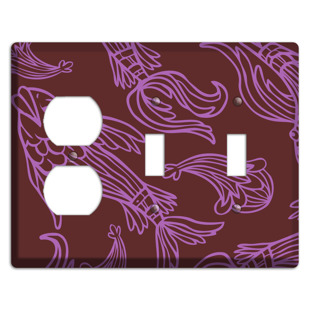 Purple and Pink Koi Duplex / 2 Toggle Wallplate