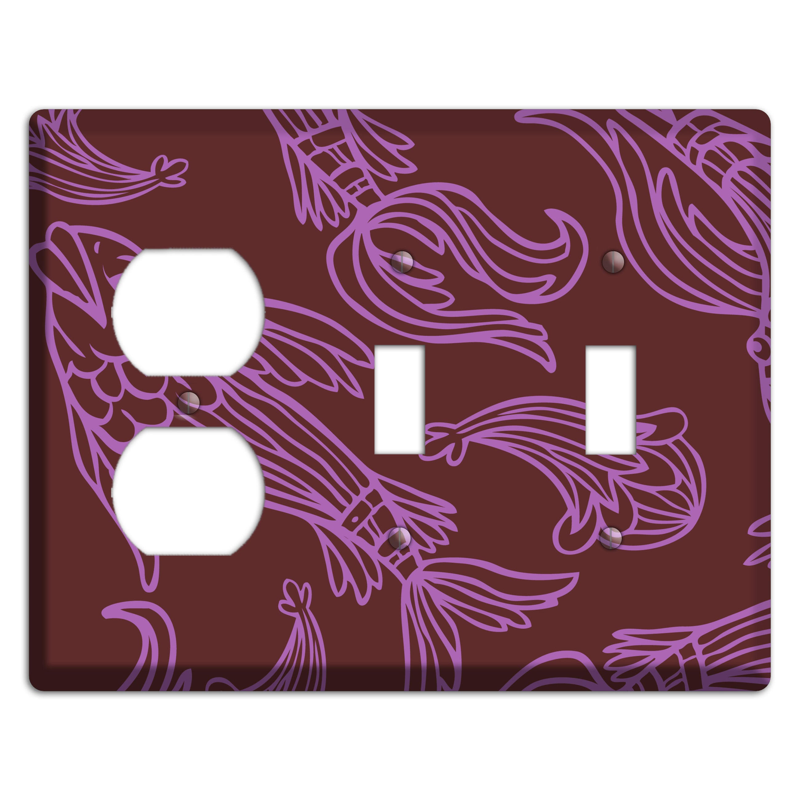 Purple and Pink Koi Duplex / 2 Toggle Wallplate