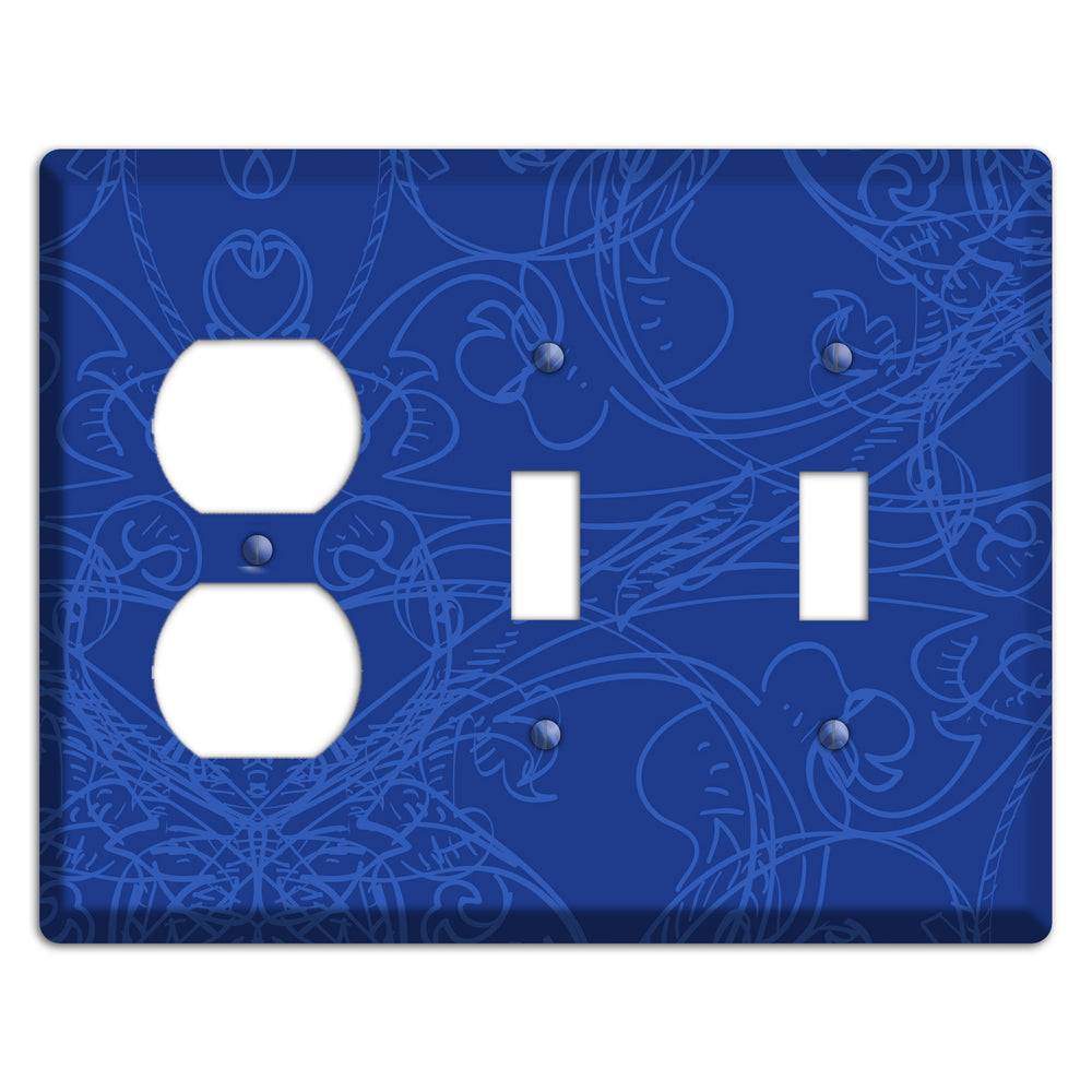 Blue Deco Sketch Duplex / 2 Toggle Wallplate