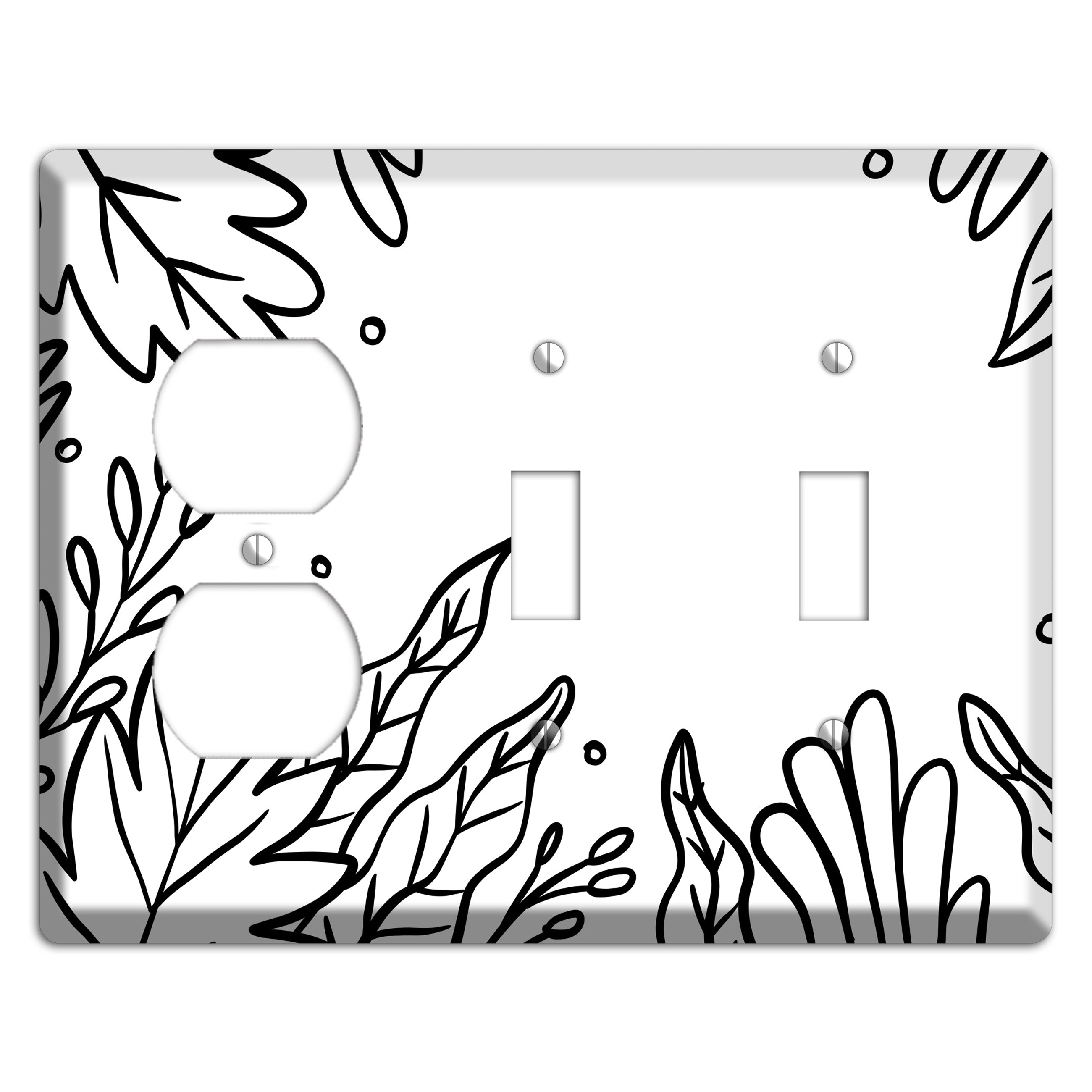 Hand-Drawn Floral 12 Duplex / 2 Toggle Wallplate