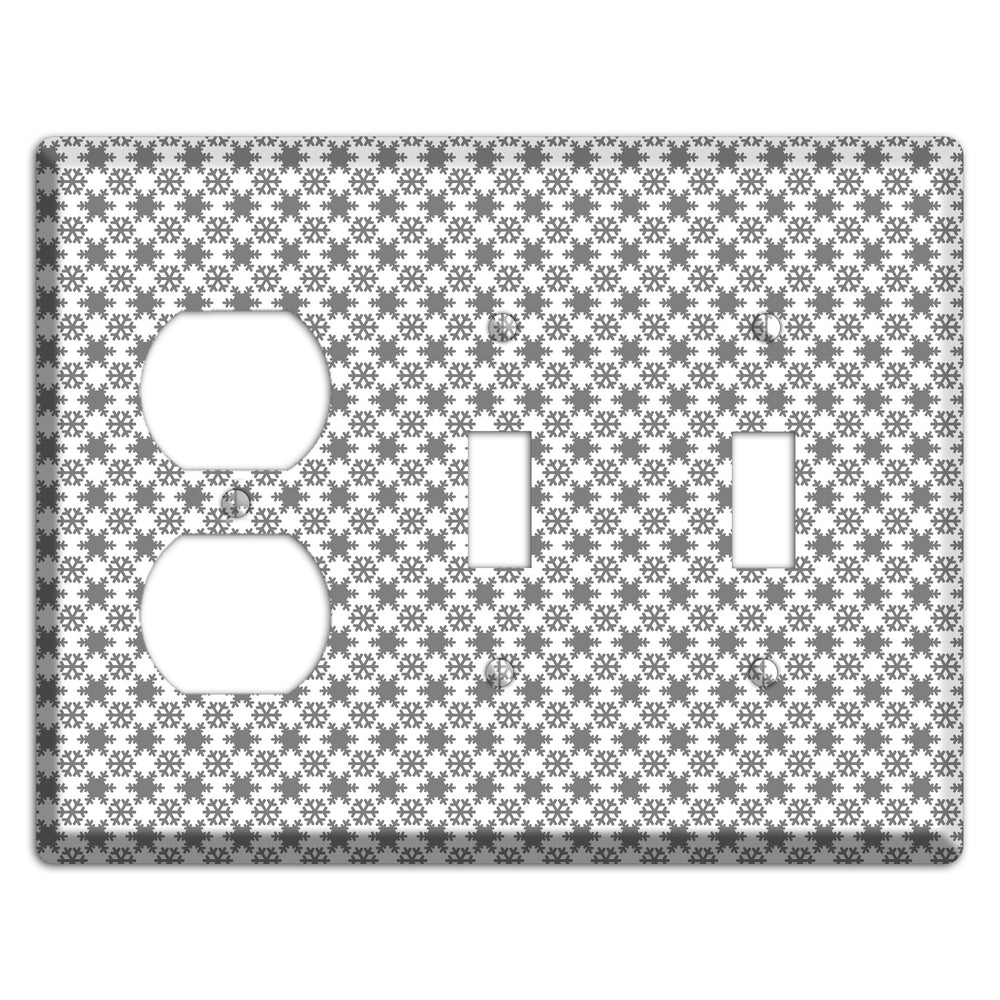 Grey Snowflakes Duplex / 2 Toggle Wallplate