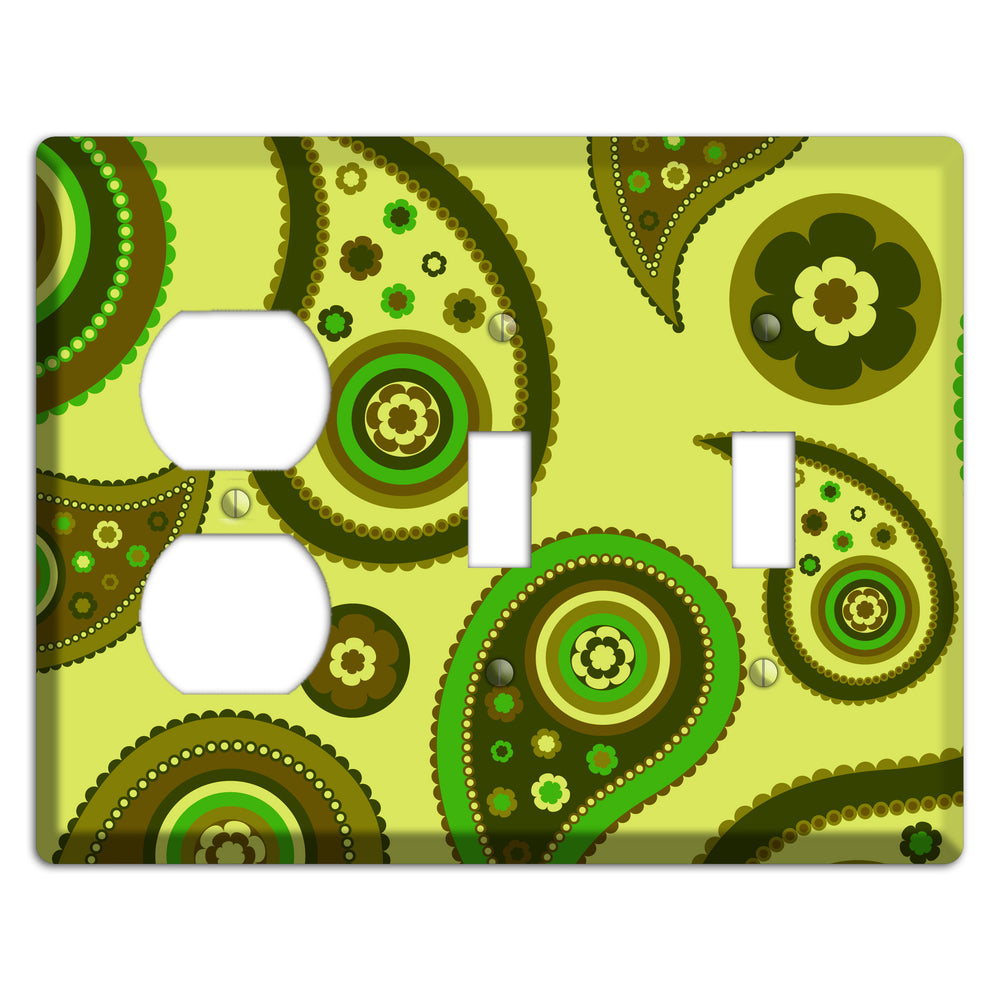 Bright Green Paisley Duplex / 2 Toggle Wallplate