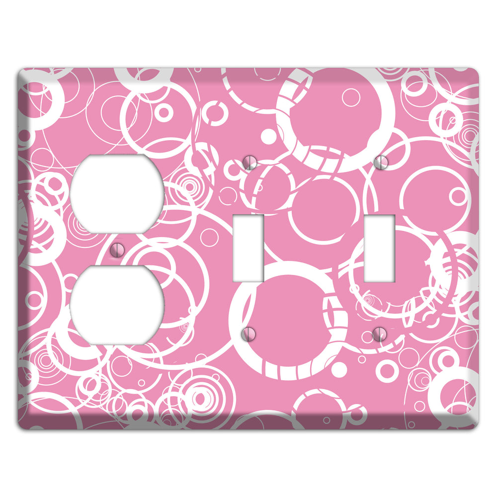 Light Pink Circles Duplex / 2 Toggle Wallplate