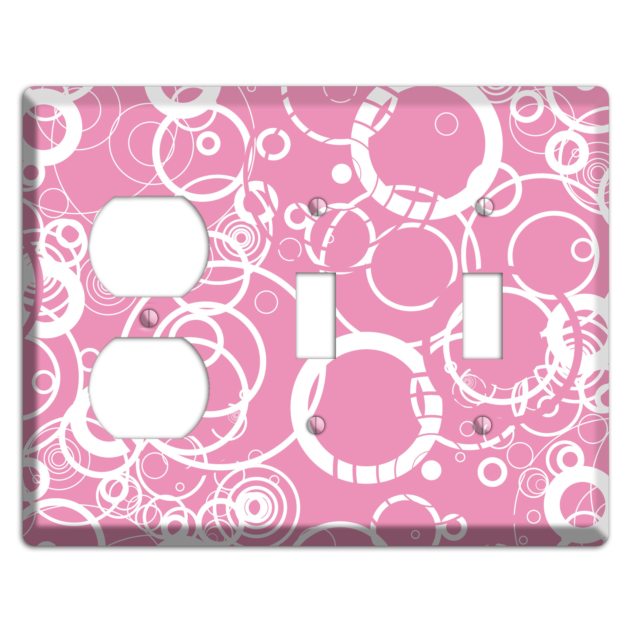 Light Pink Circles Duplex / 2 Toggle Wallplate