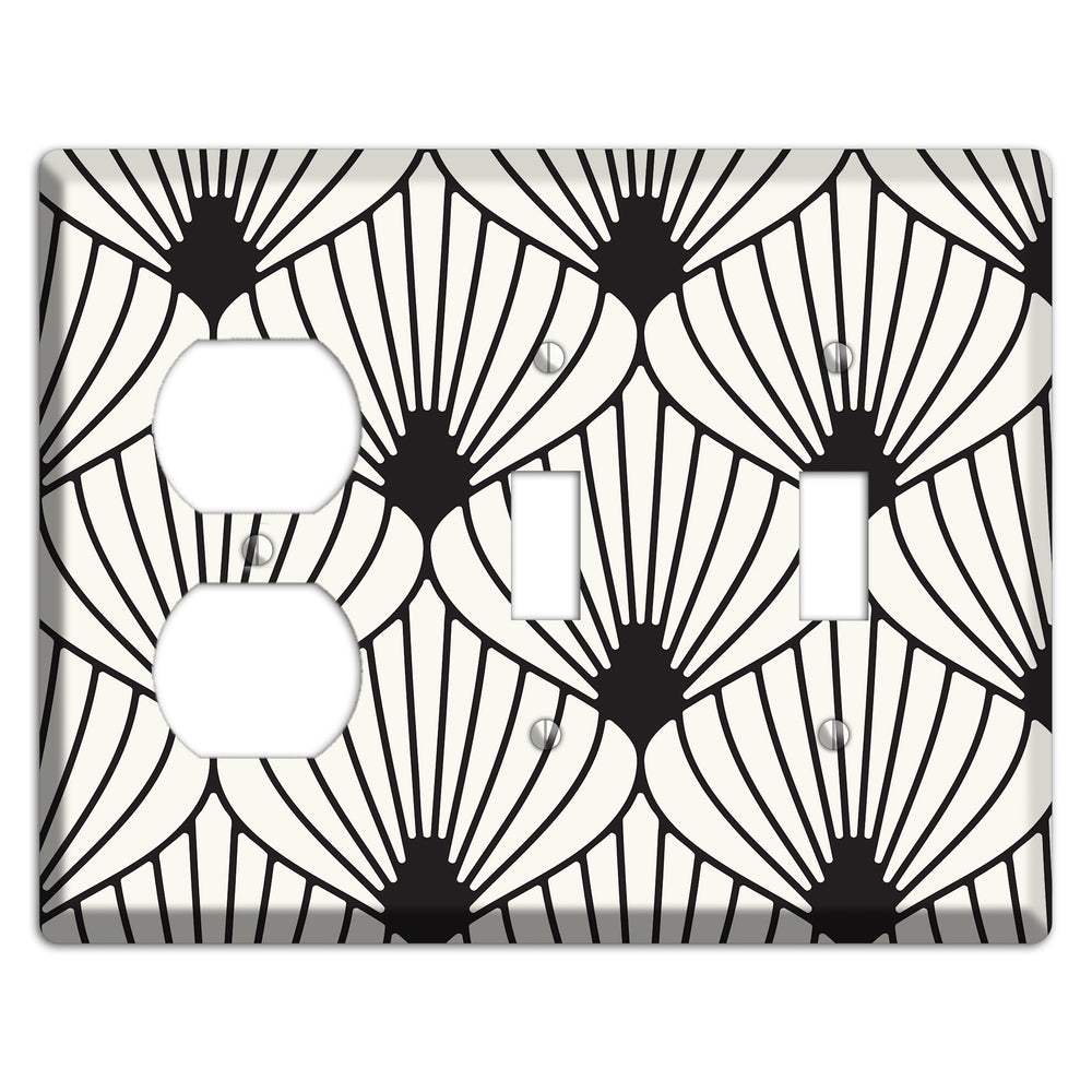 Black Deco Fans Duplex / 2 Toggle Wallplate