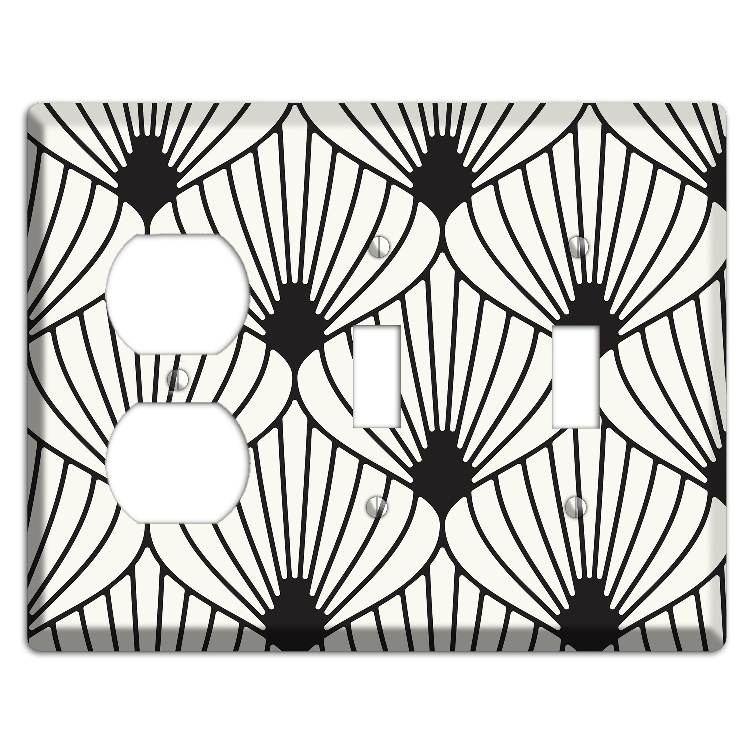 Black Deco Fans Duplex / 2 Toggle Wallplate