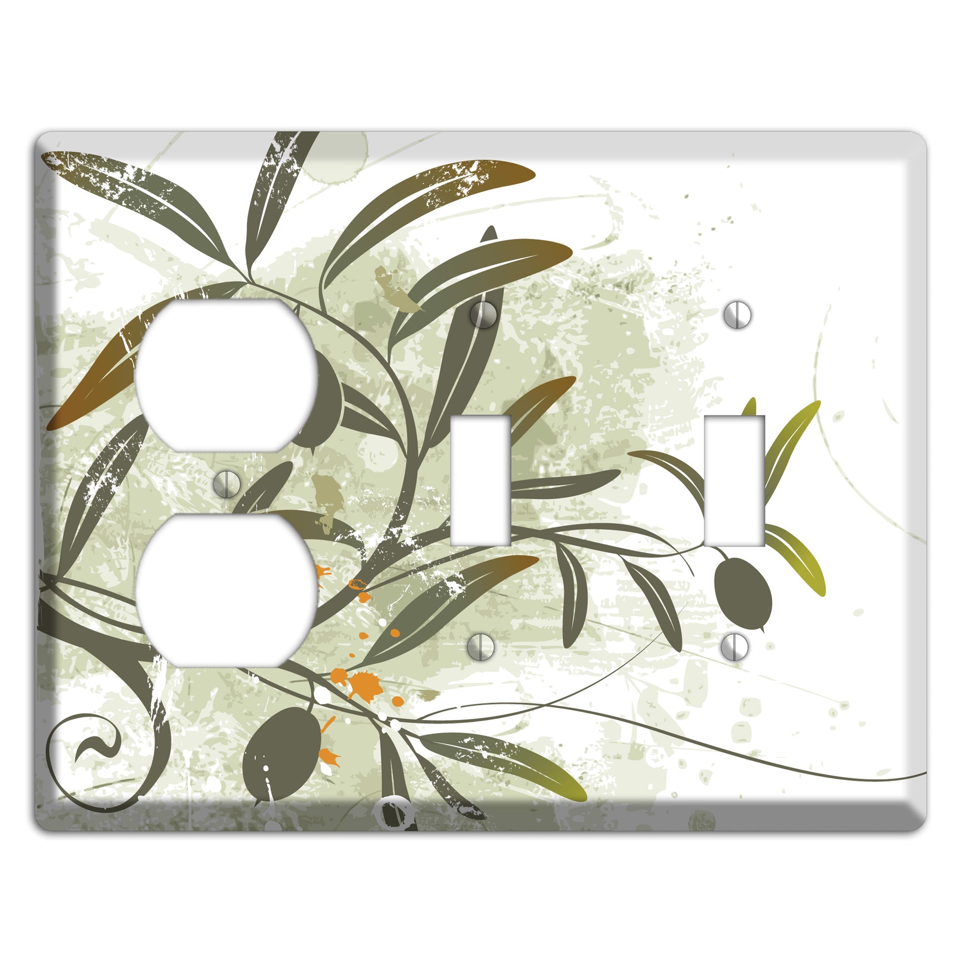 Green Olive Foliage Duplex / 2 Toggle Wallplate