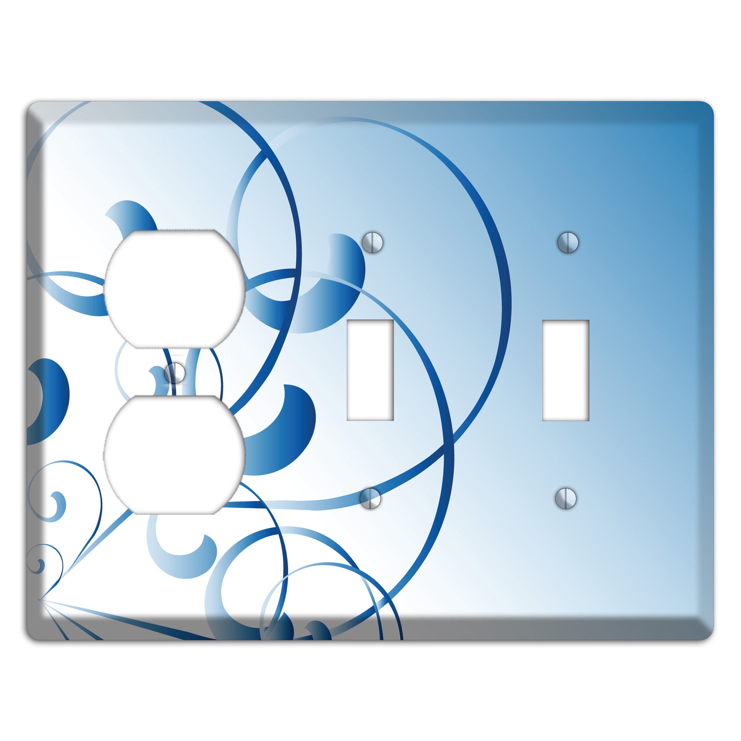 Blue Swoop Duplex / 2 Toggle Wallplate