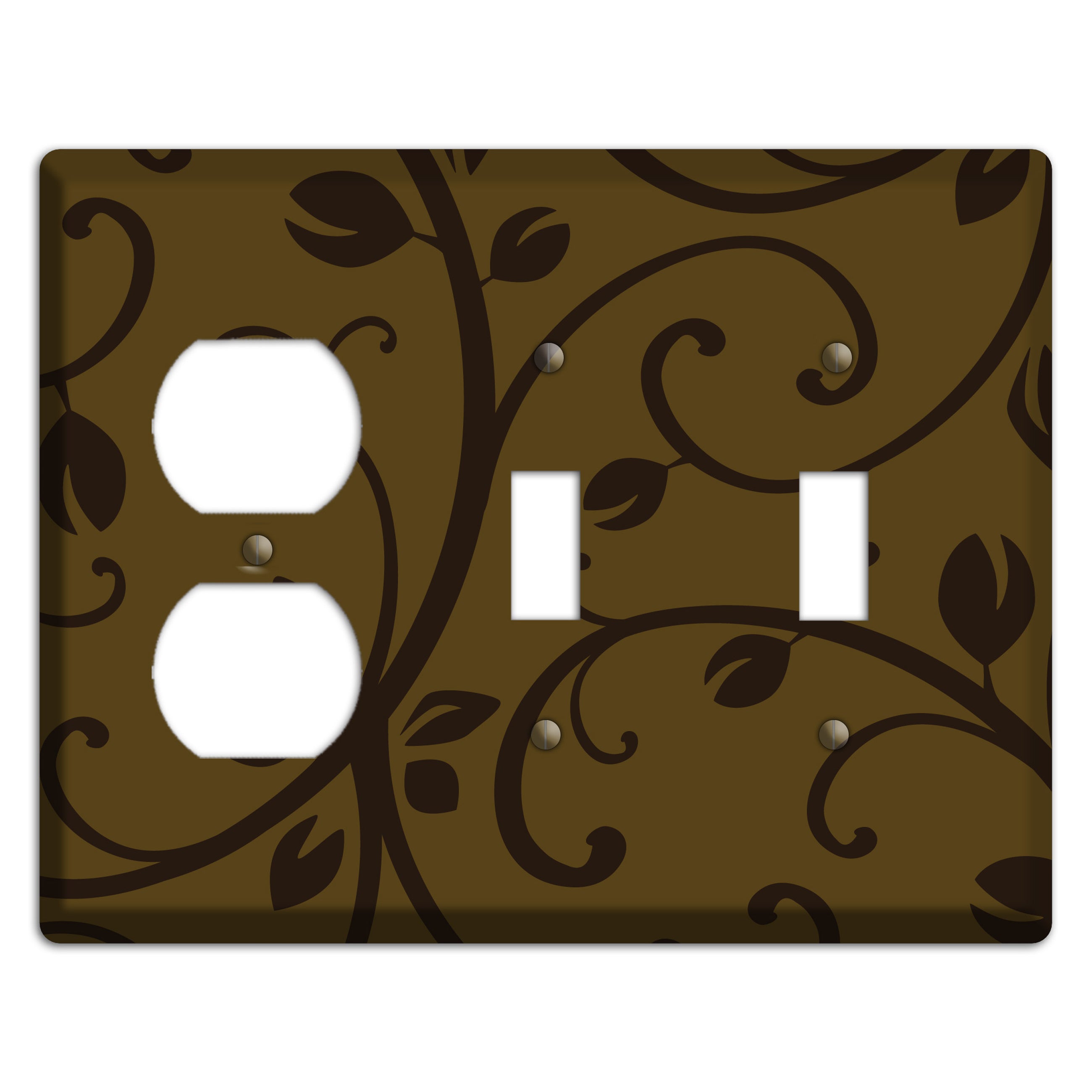 Brown Bud Sprig Duplex / 2 Toggle Wallplate