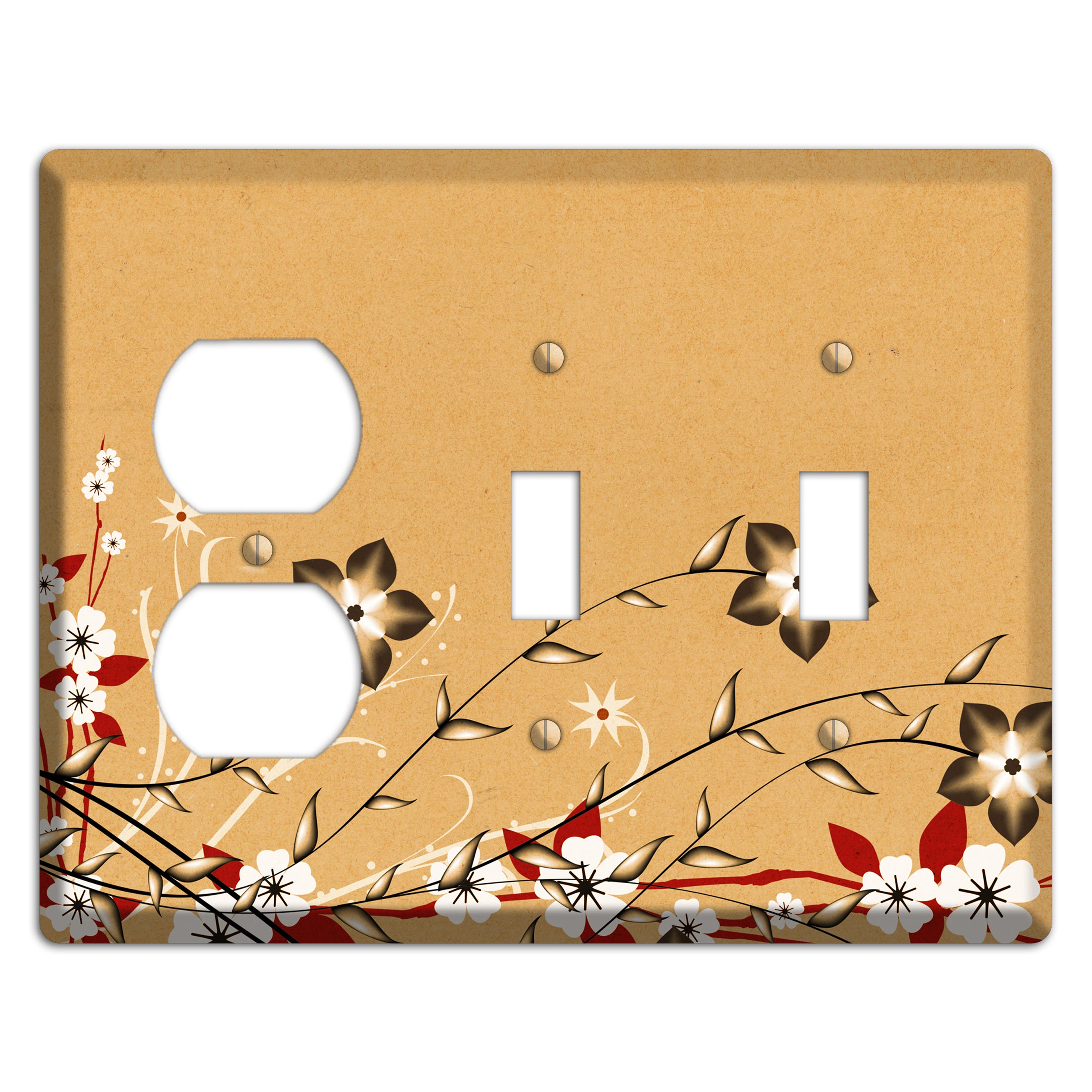 Delicate Red Flowers 2 Duplex / 2 Toggle Wallplate