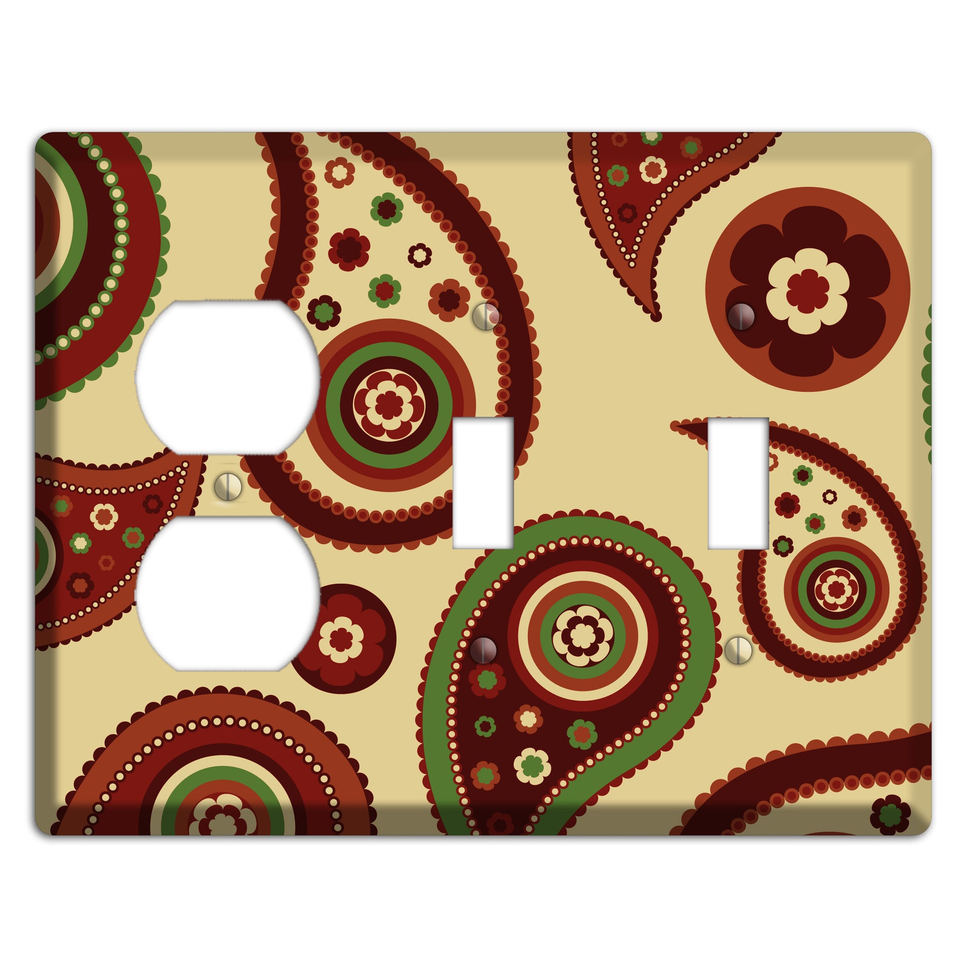 Beige Paisley Duplex / 2 Toggle Wallplate