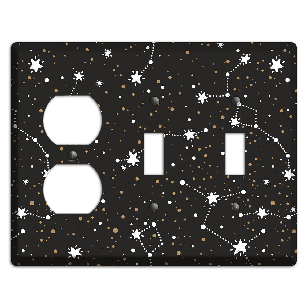 Constellations Black Duplex / 2 Toggle Wallplate