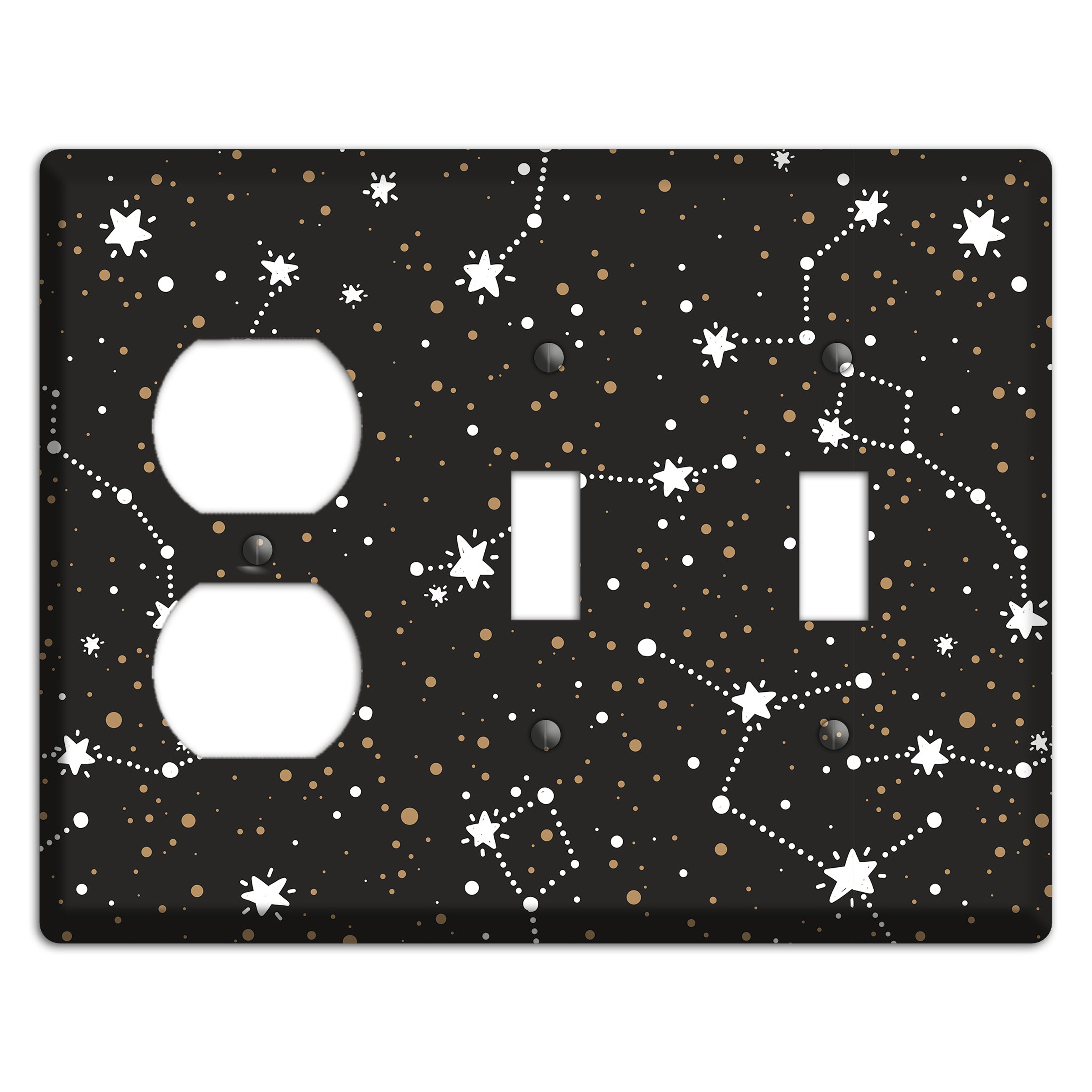 Constellations Black Duplex / 2 Toggle Wallplate
