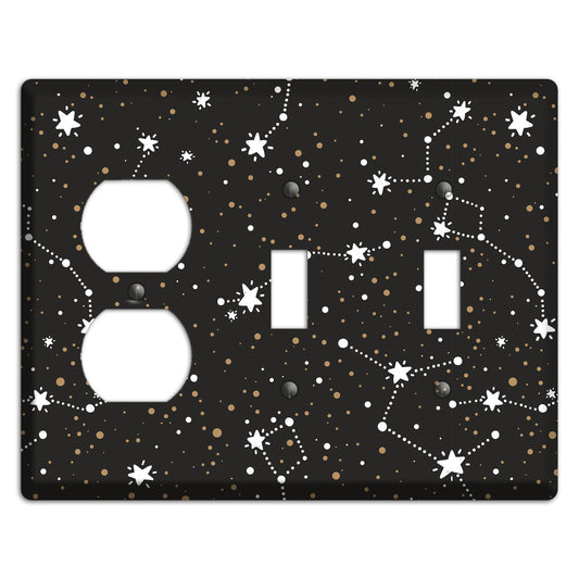 Constellations Black Duplex / 2 Toggle Wallplate