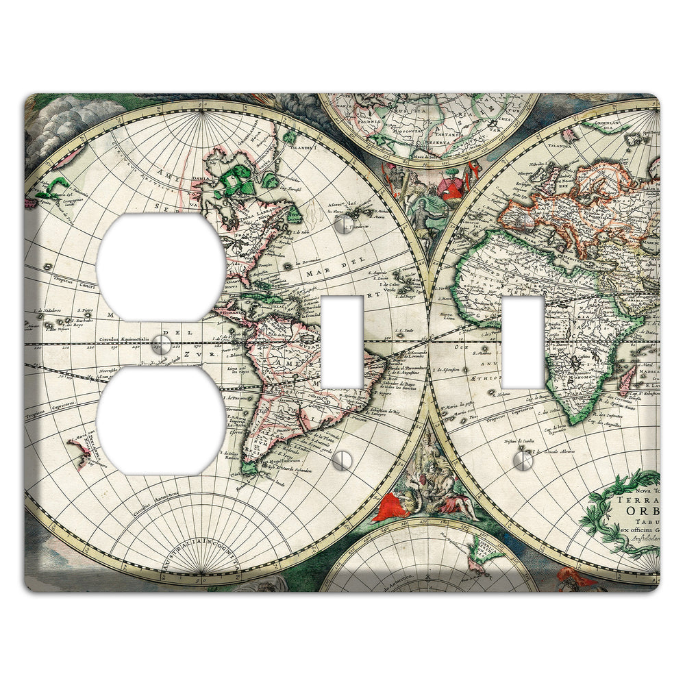 Global Map Duplex / 2 Toggle Wallplate
