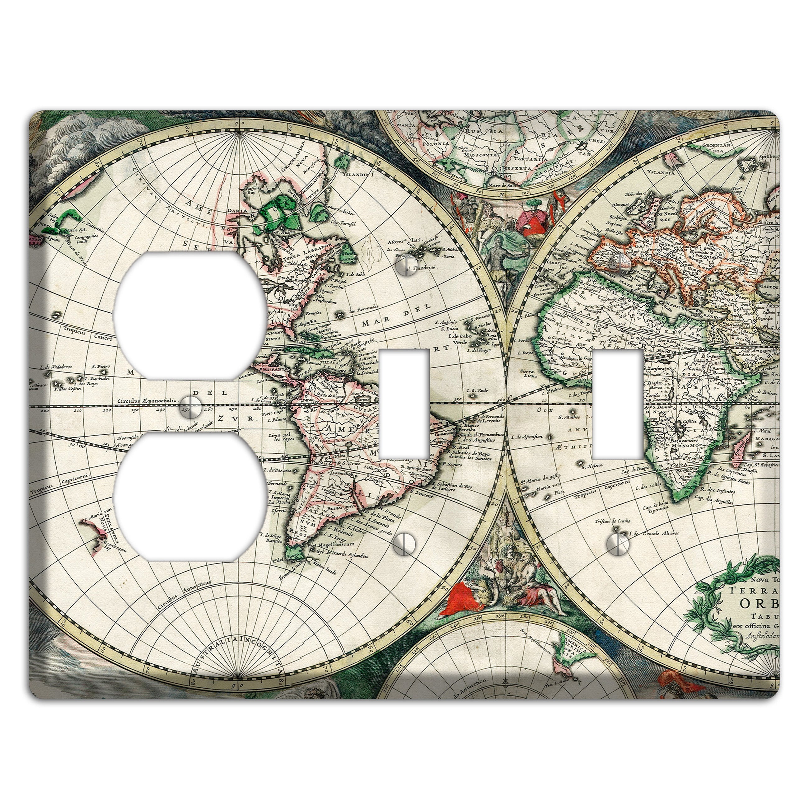 Global Map Duplex / 2 Toggle Wallplate