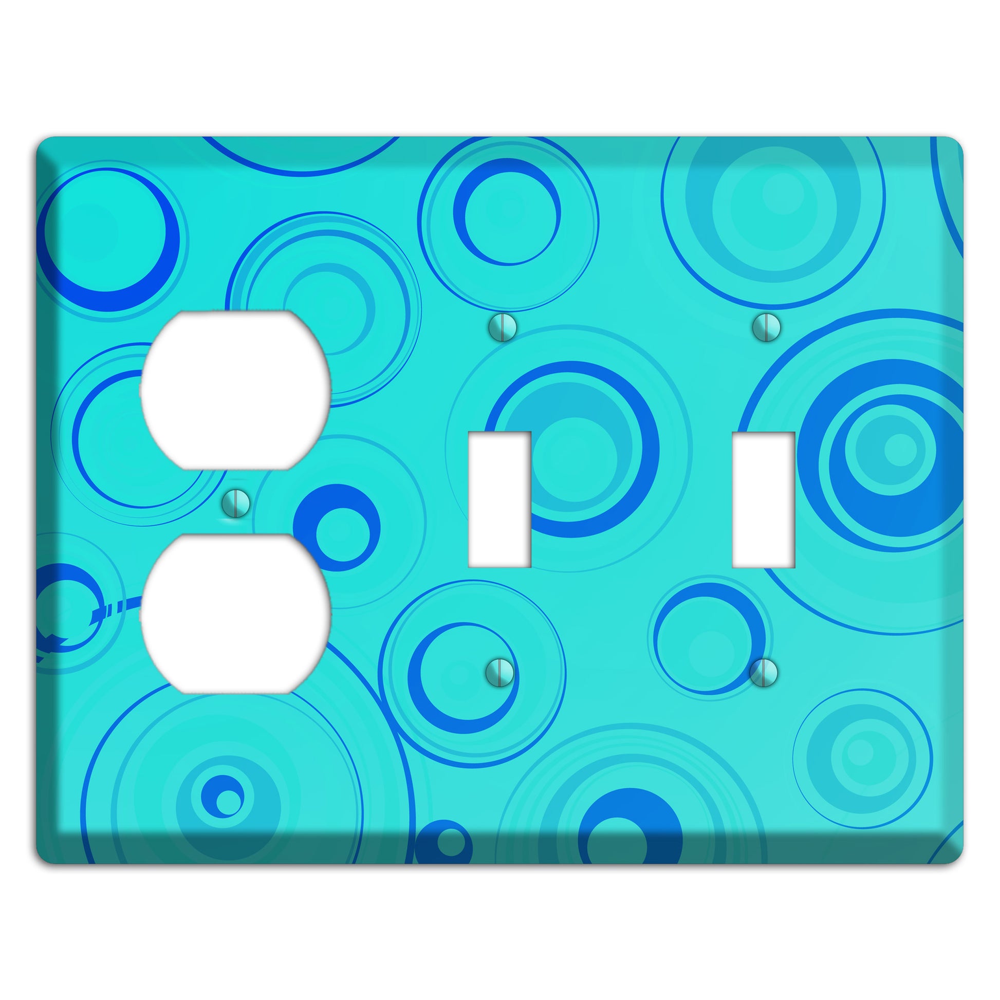Turquoise Circles Duplex / 2 Toggle Wallplate