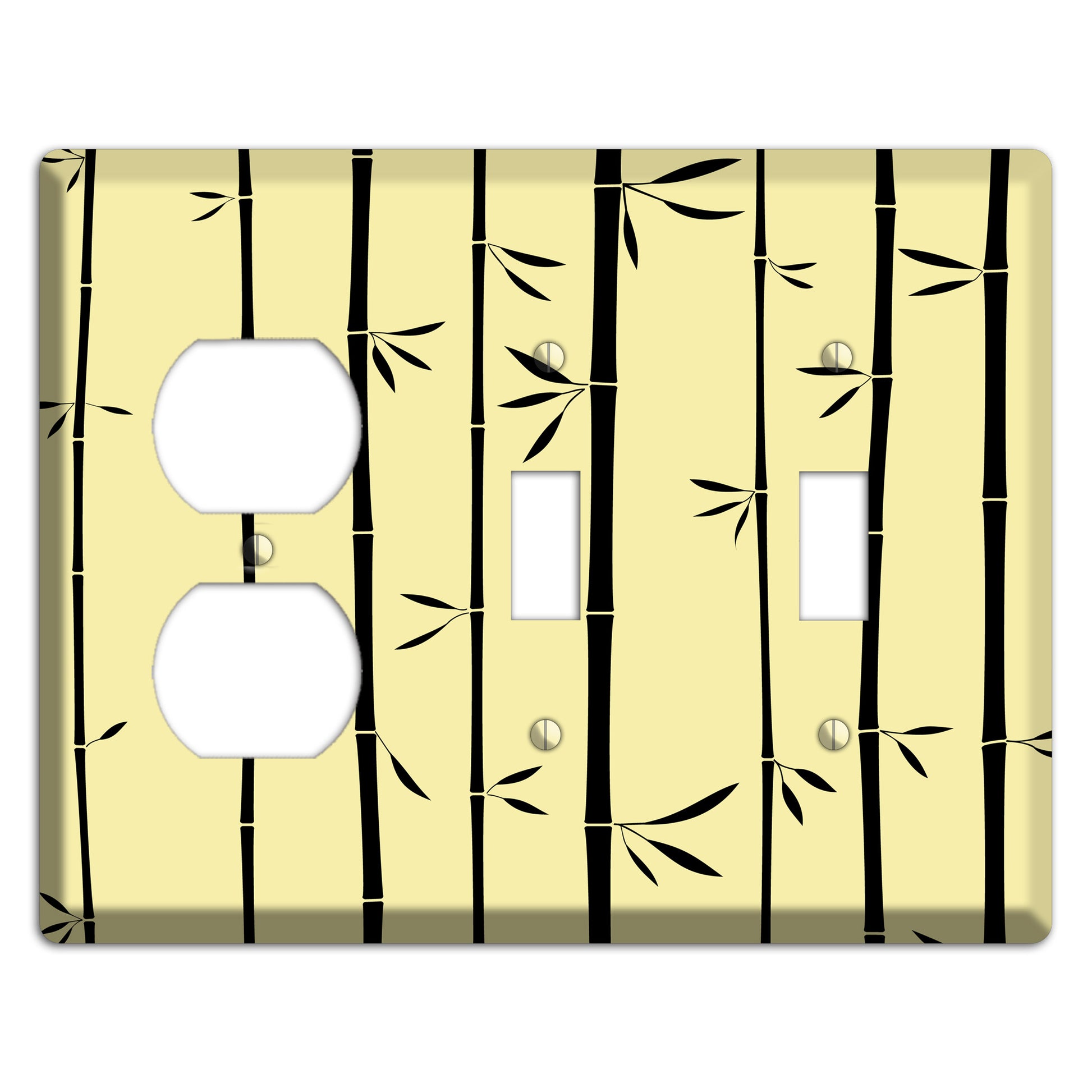 Yellow and Black Bamboo Duplex / 2 Toggle Wallplate