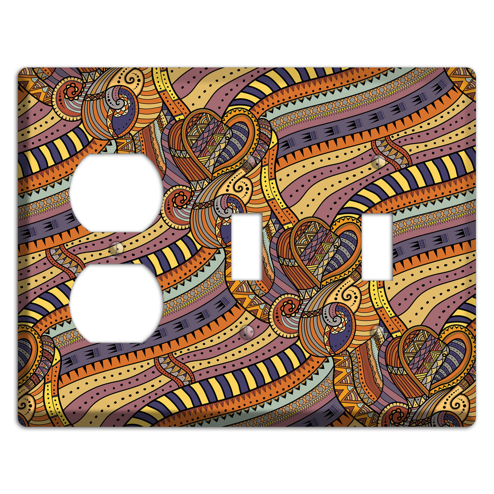 Retro Flourish 7 Duplex / 2 Toggle Wallplate