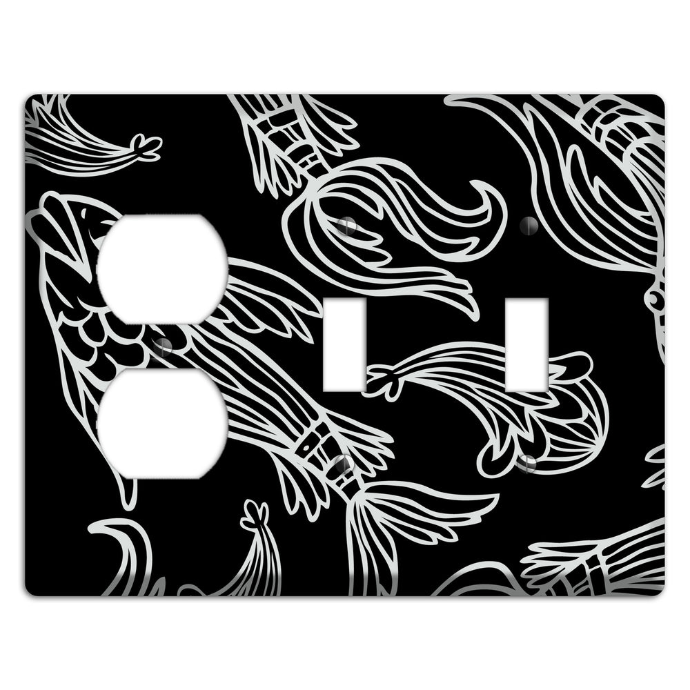 Black and White Koi Duplex / 2 Toggle Wallplate