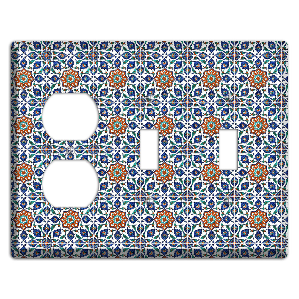 Ornate Floral Tile Duplex / 2 Toggle Wallplate