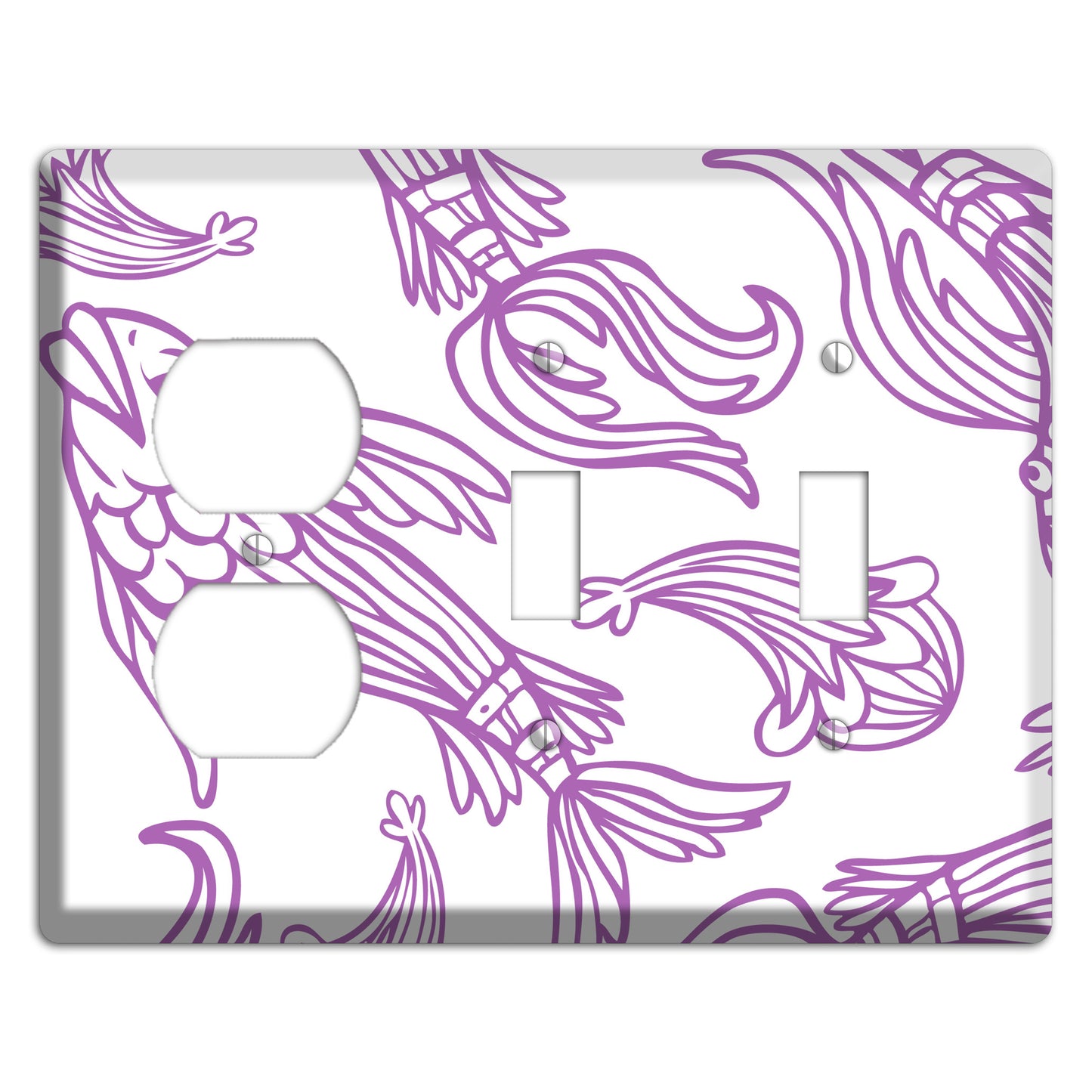 Purple and White Koi Duplex / 2 Toggle Wallplate