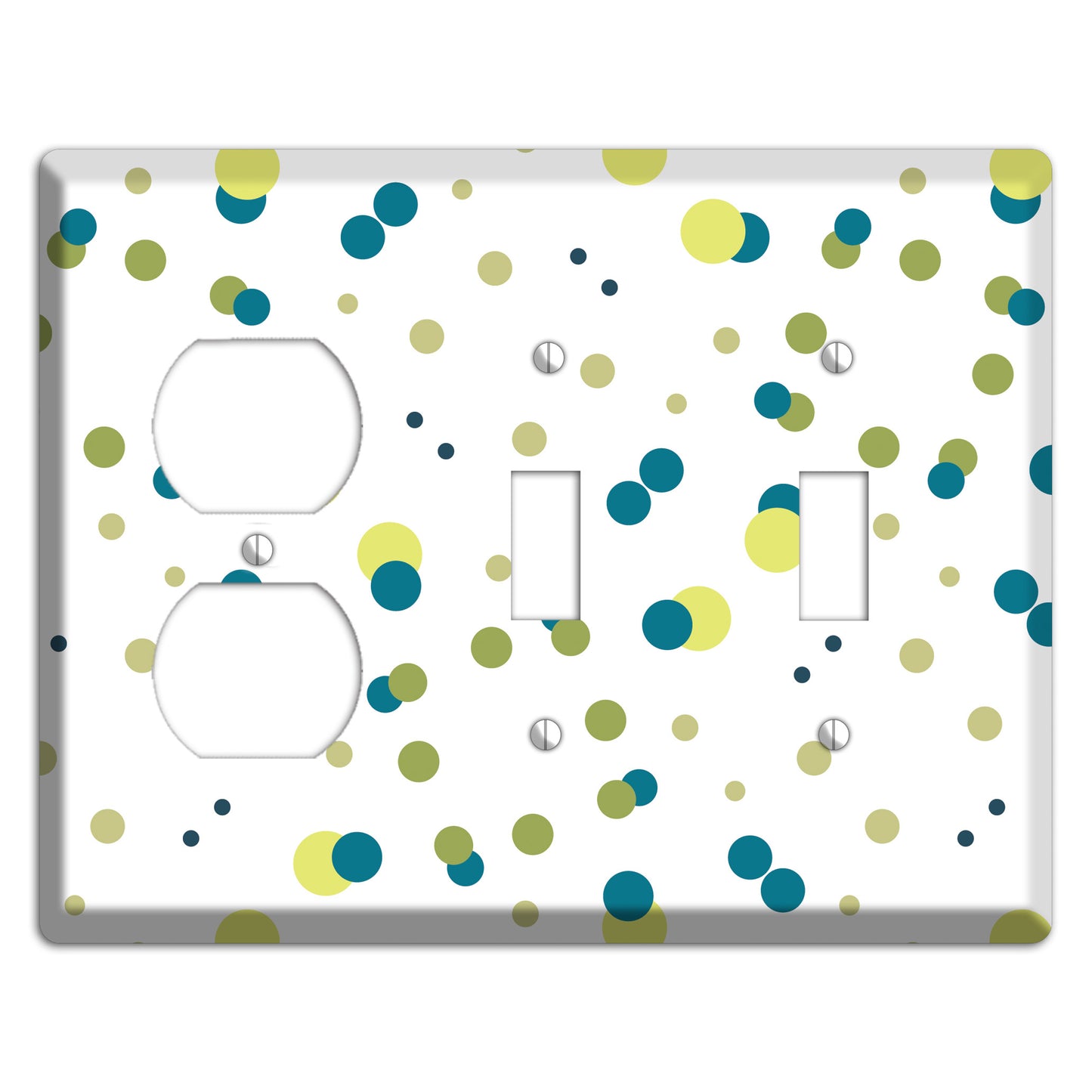 Multi Olive and Jade Small Dots Duplex / 2 Toggle Wallplate