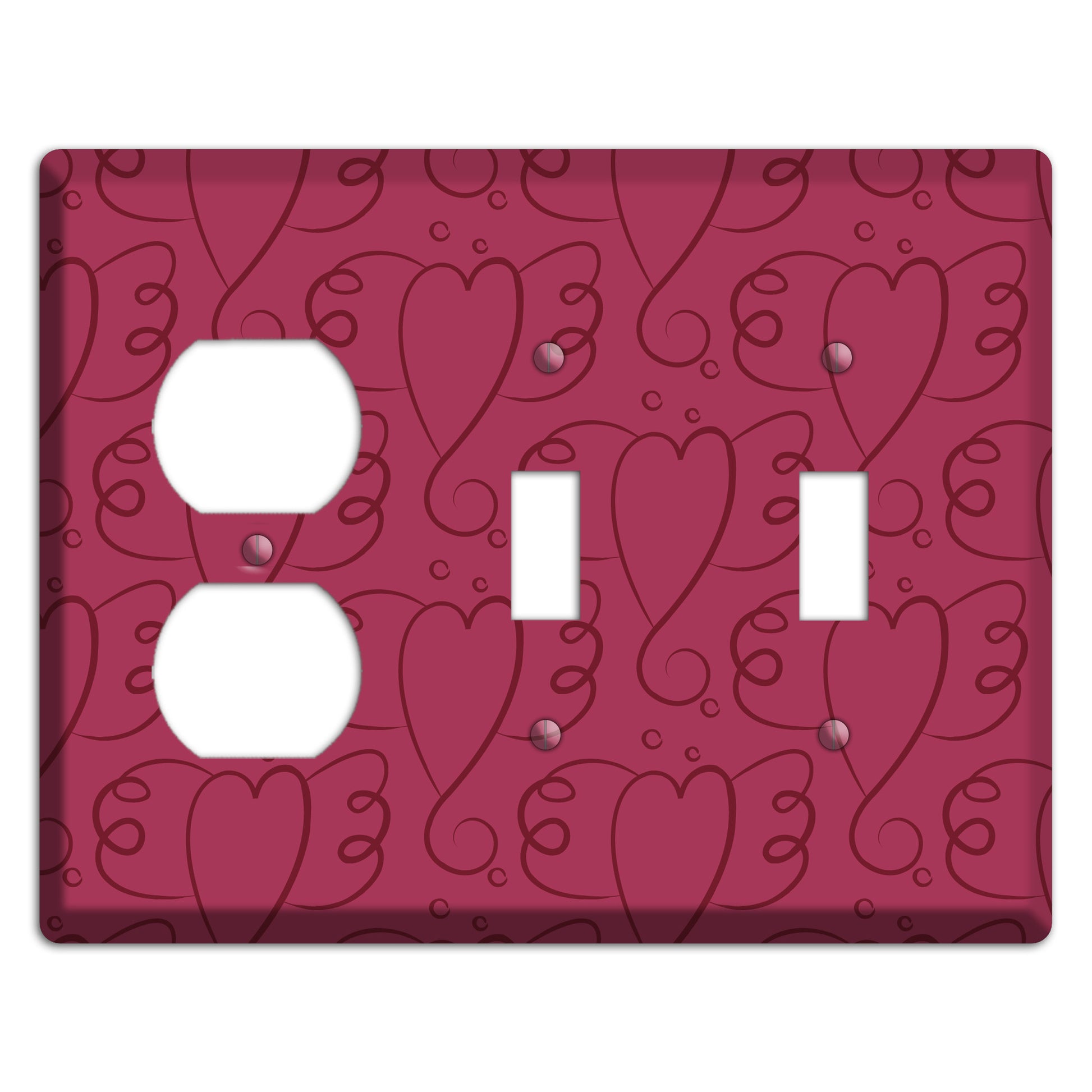 Fuschia Winged Hearts Duplex / 2 Toggle Wallplate