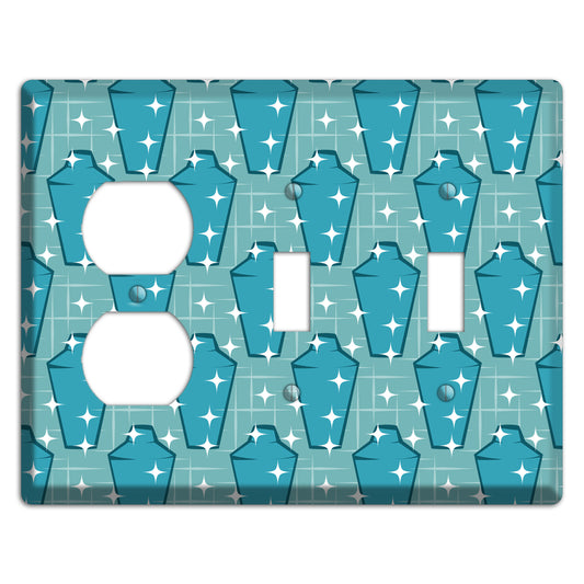 Blue and Teal Shaker Duplex / 2 Toggle Wallplate