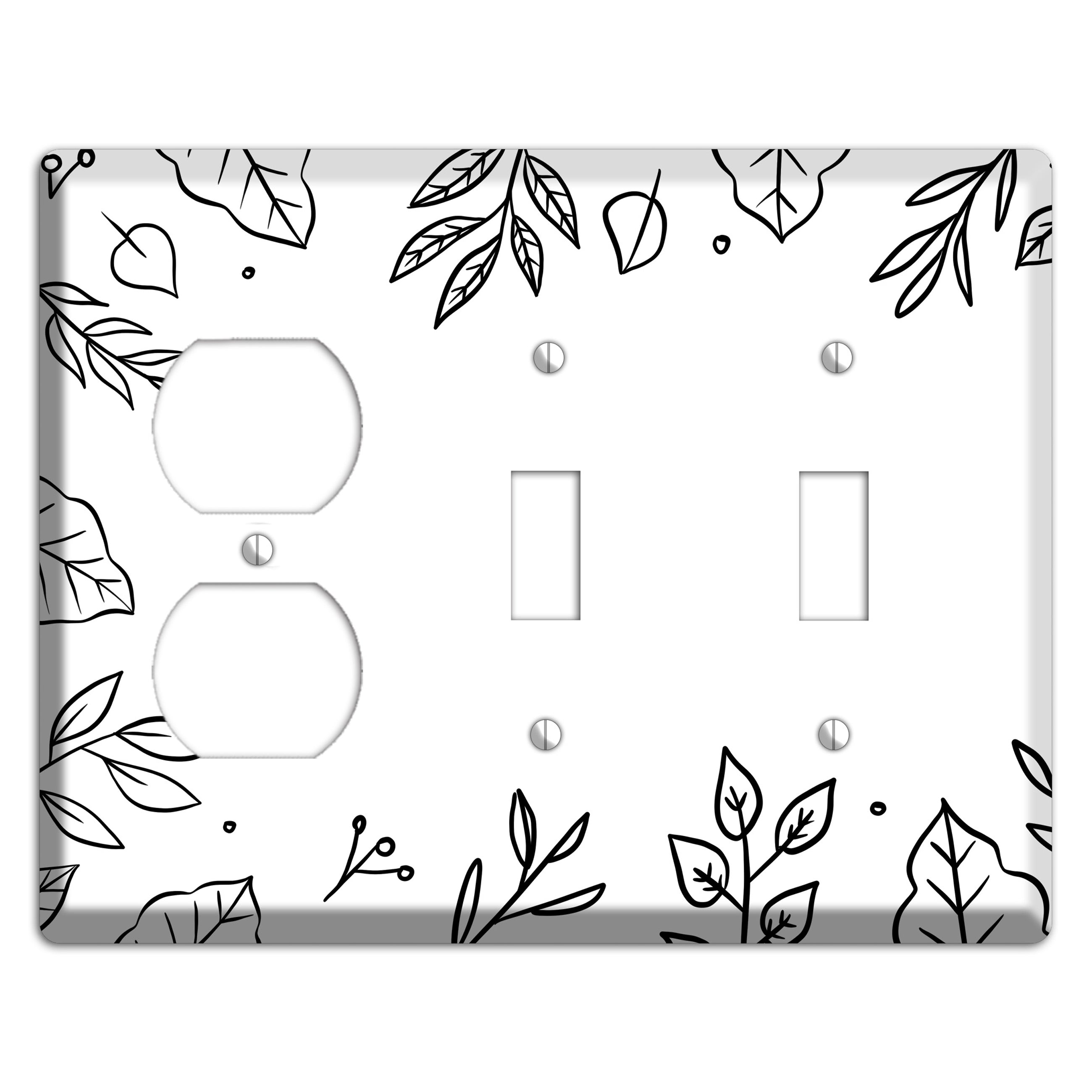 Hand-Drawn Floral 33 Duplex / 2 Toggle Wallplate