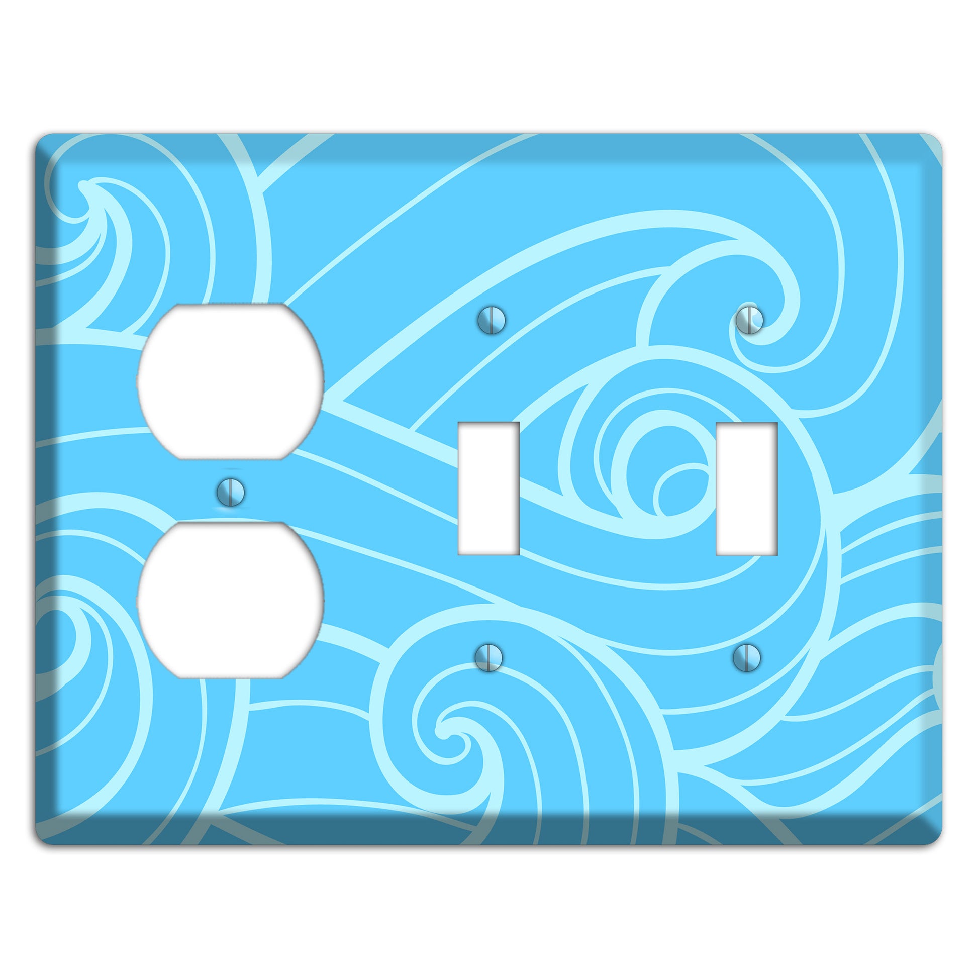Abstract Curl Blue Duplex / 2 Toggle Wallplate