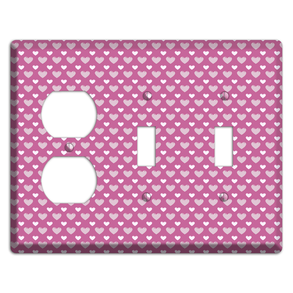 Tiled Small Hearts Duplex / 2 Toggle Wallplate