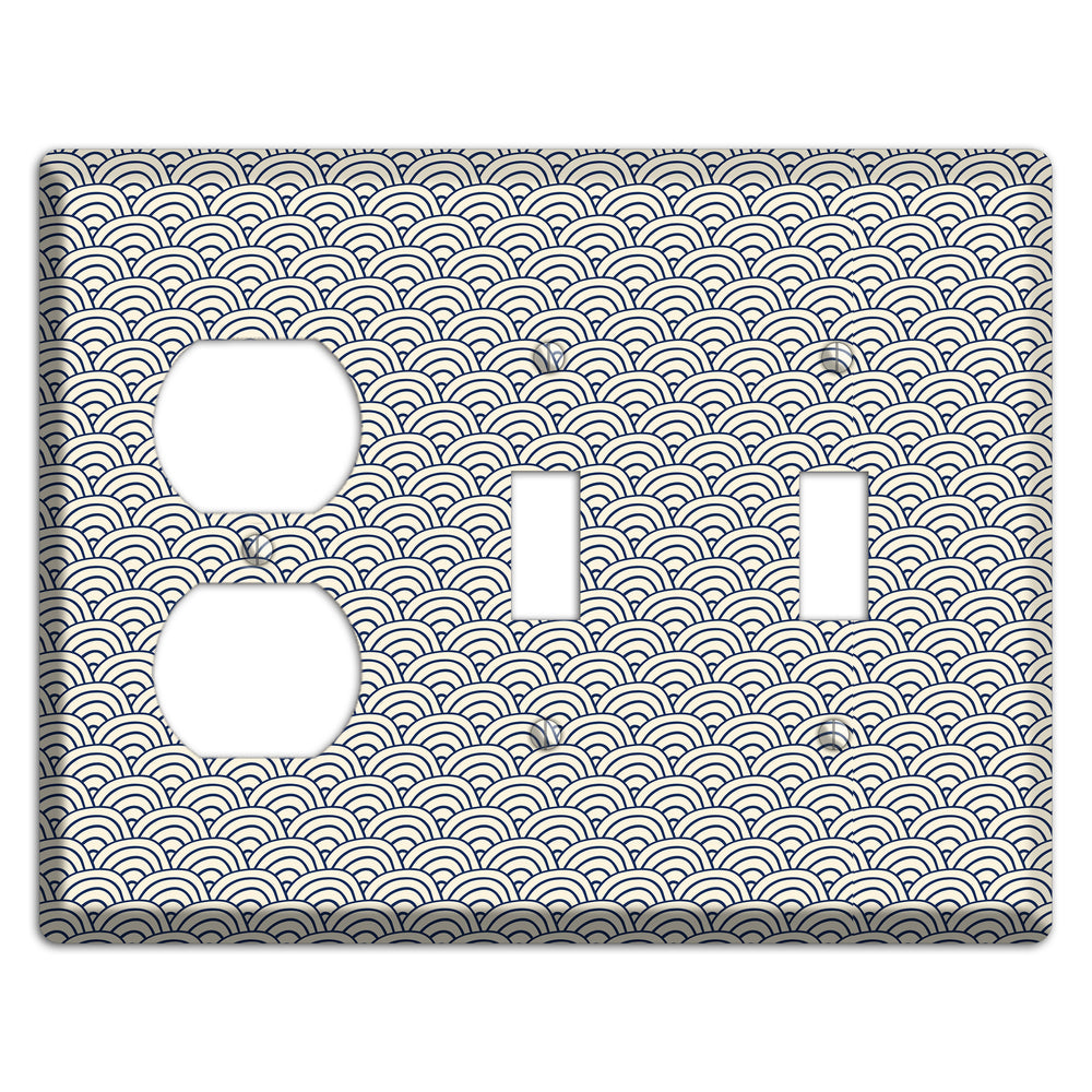 Beige Scallop Print Duplex / 2 Toggle Wallplate