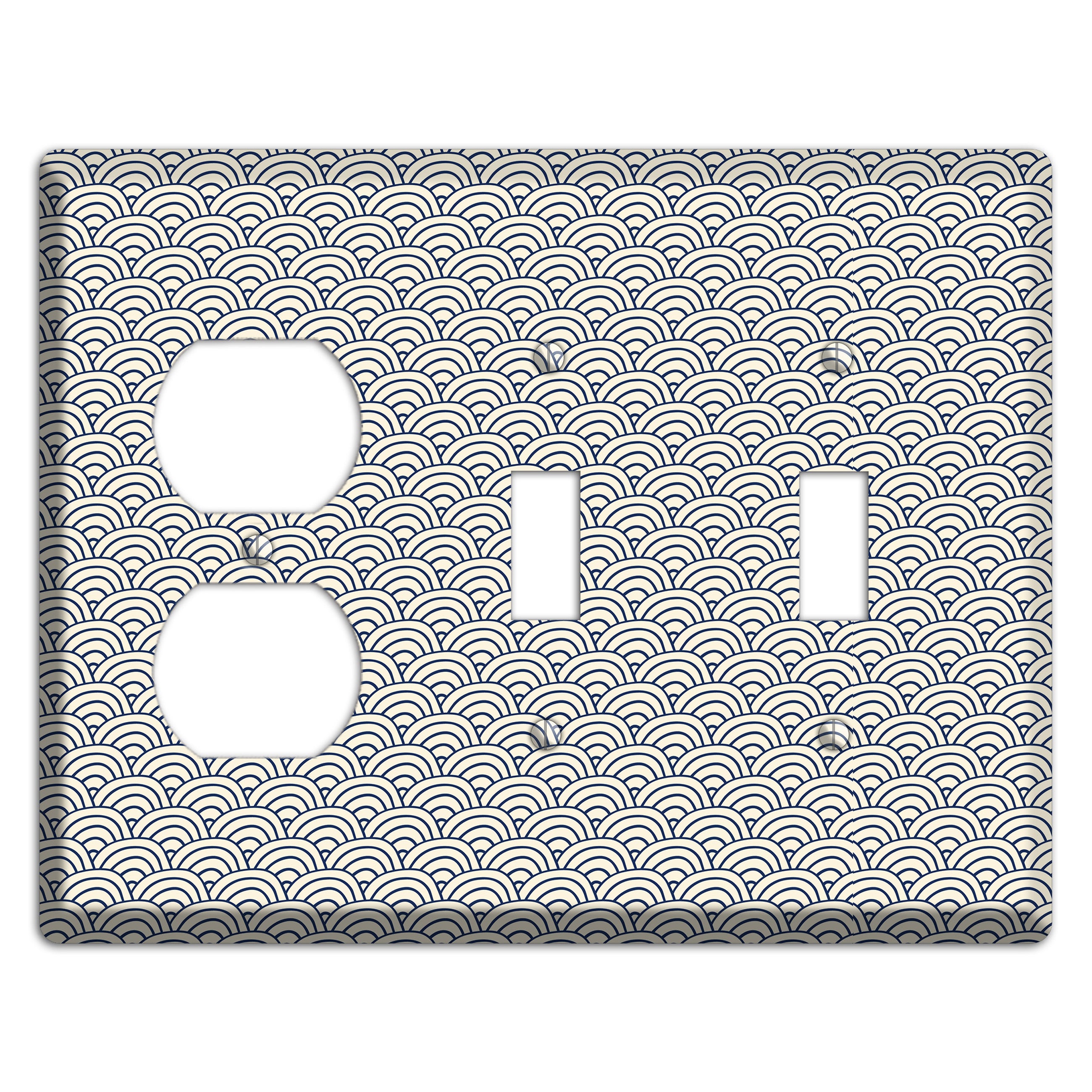 Beige Scallop Print Duplex / 2 Toggle Wallplate