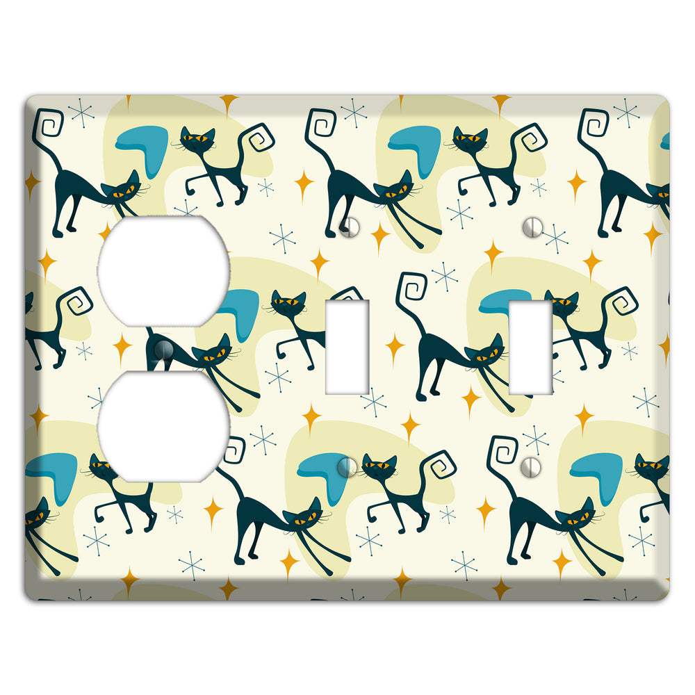 Black Cats Duplex / 2 Toggle Wallplate