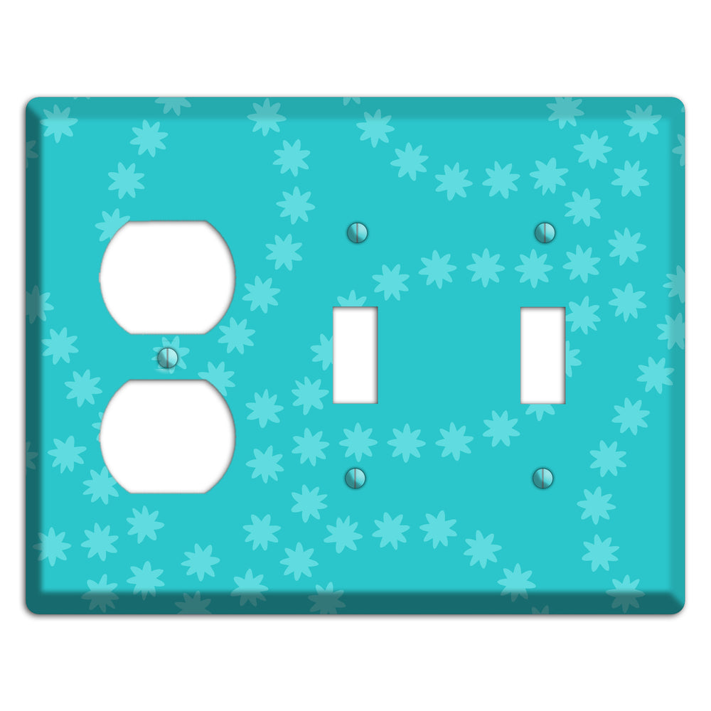 Multi Turquoise Constellation Duplex / 2 Toggle Wallplate