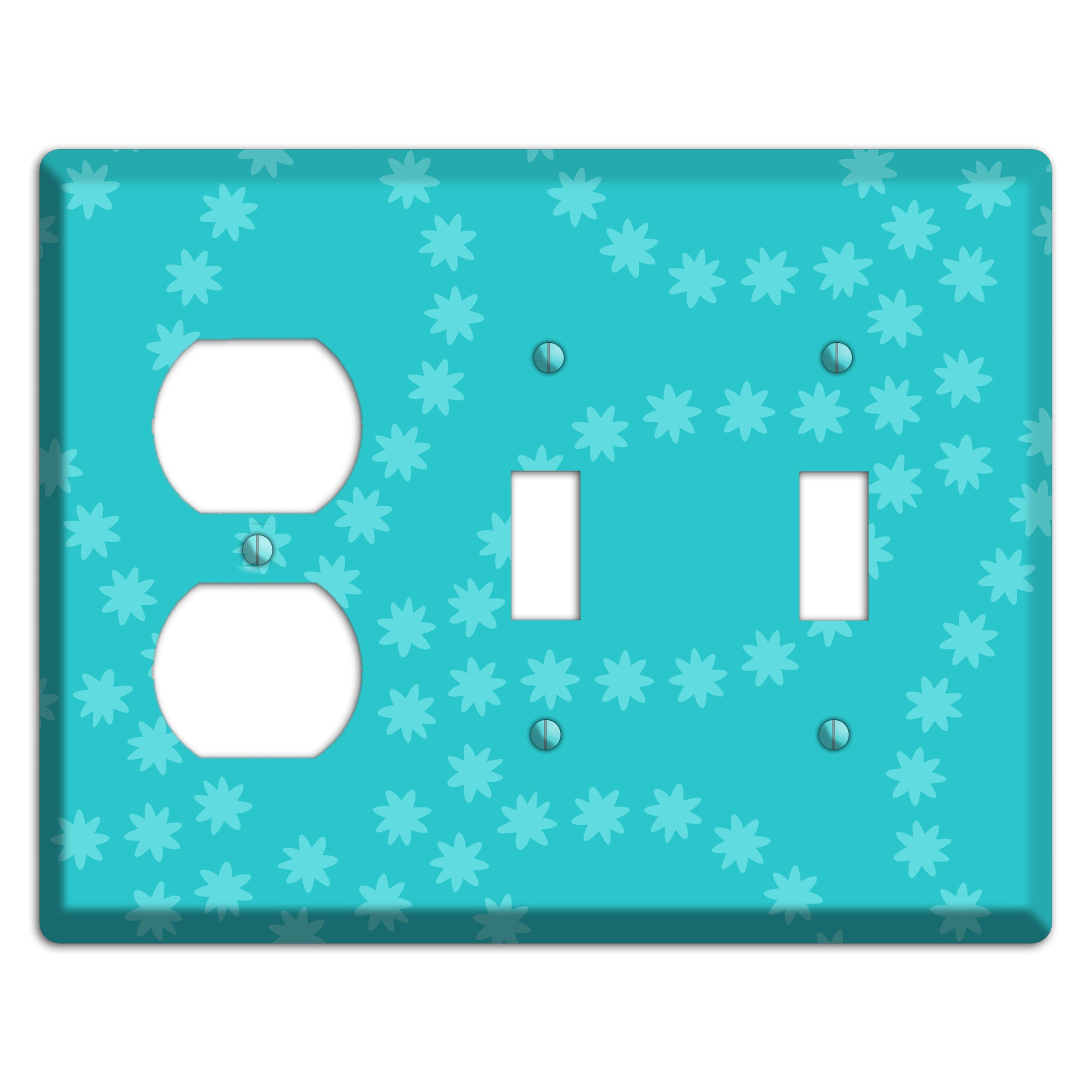 Multi Turquoise Constellation Duplex / 2 Toggle Wallplate