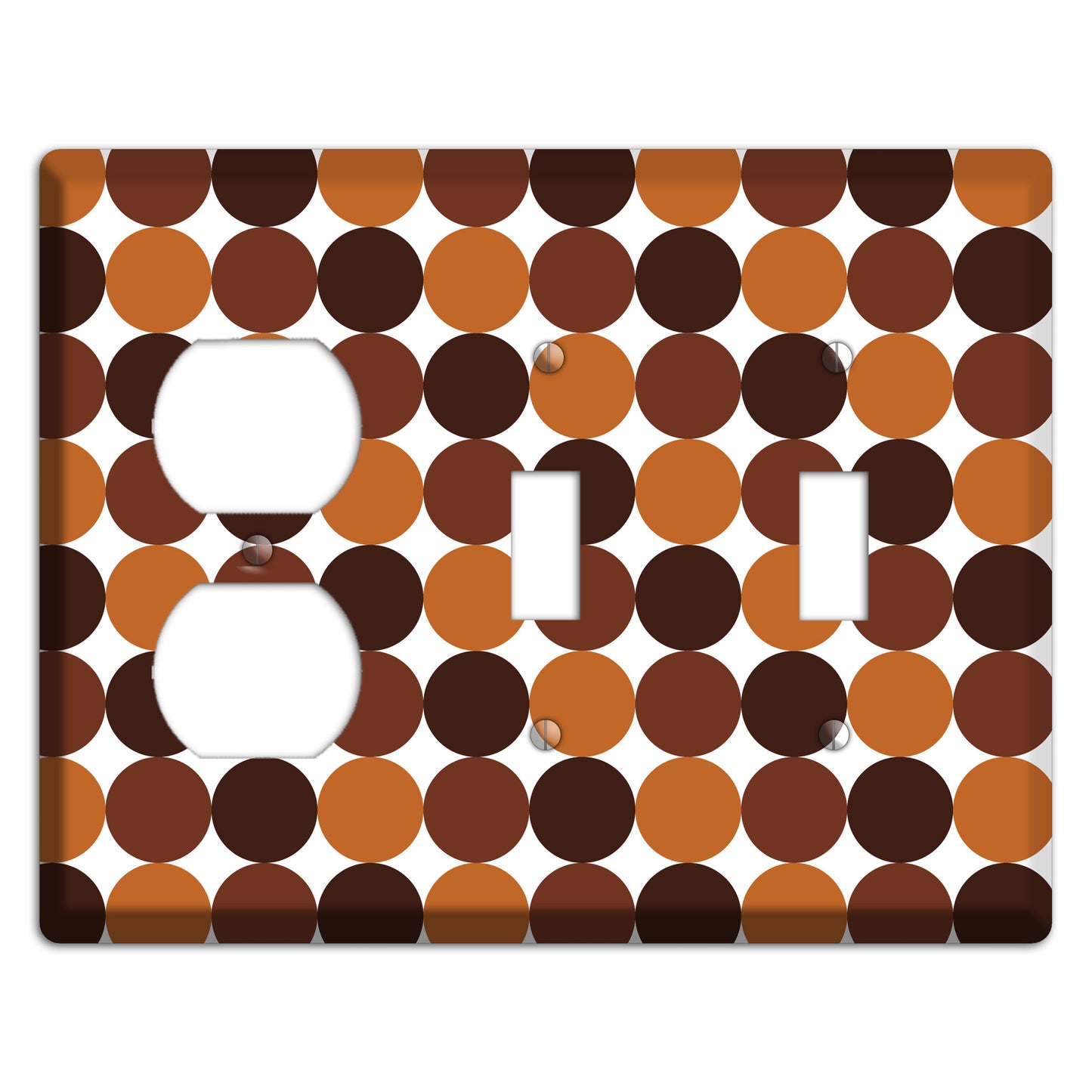 Multi Brown Tiled Dots Duplex / 2 Toggle Wallplate