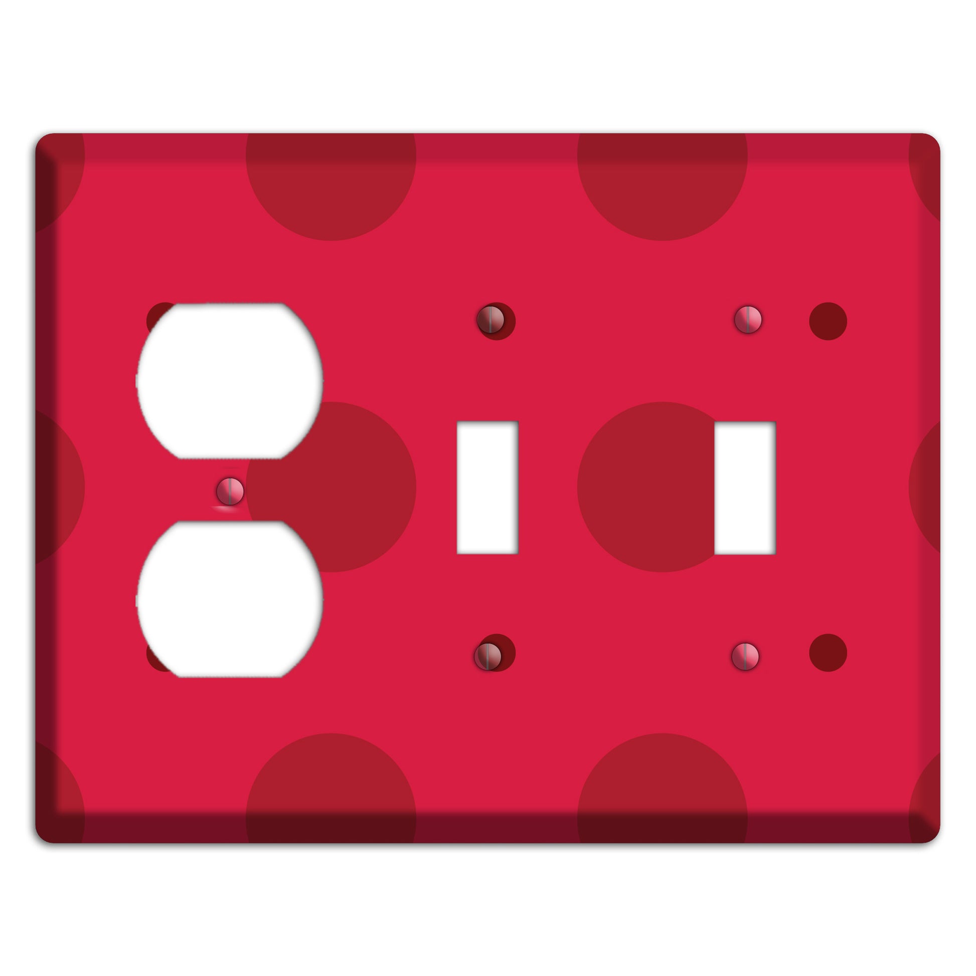 Red with Red Multi Tiled Medium Dots Duplex / 2 Toggle Wallplate