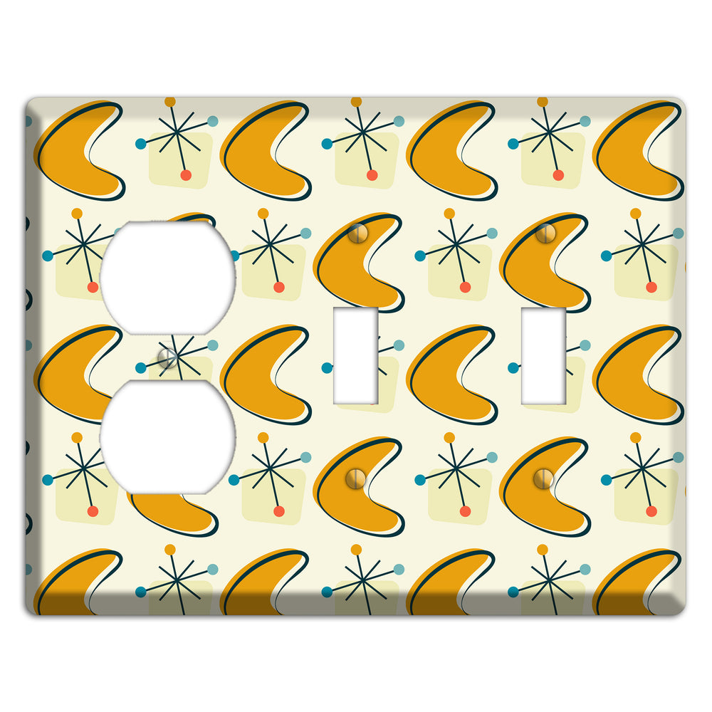 Yellow Boomerang Duplex / 2 Toggle Wallplate