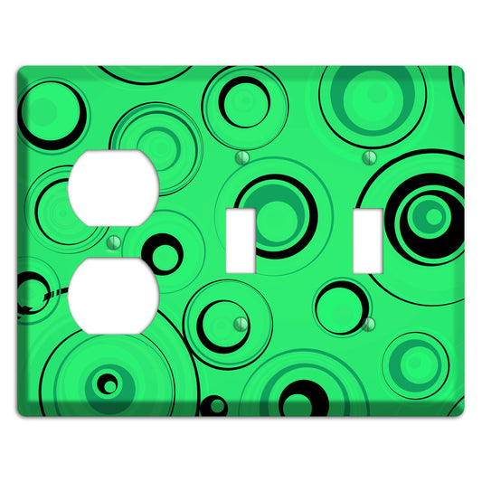 Bright Green Circles Duplex / 2 Toggle Wallplate