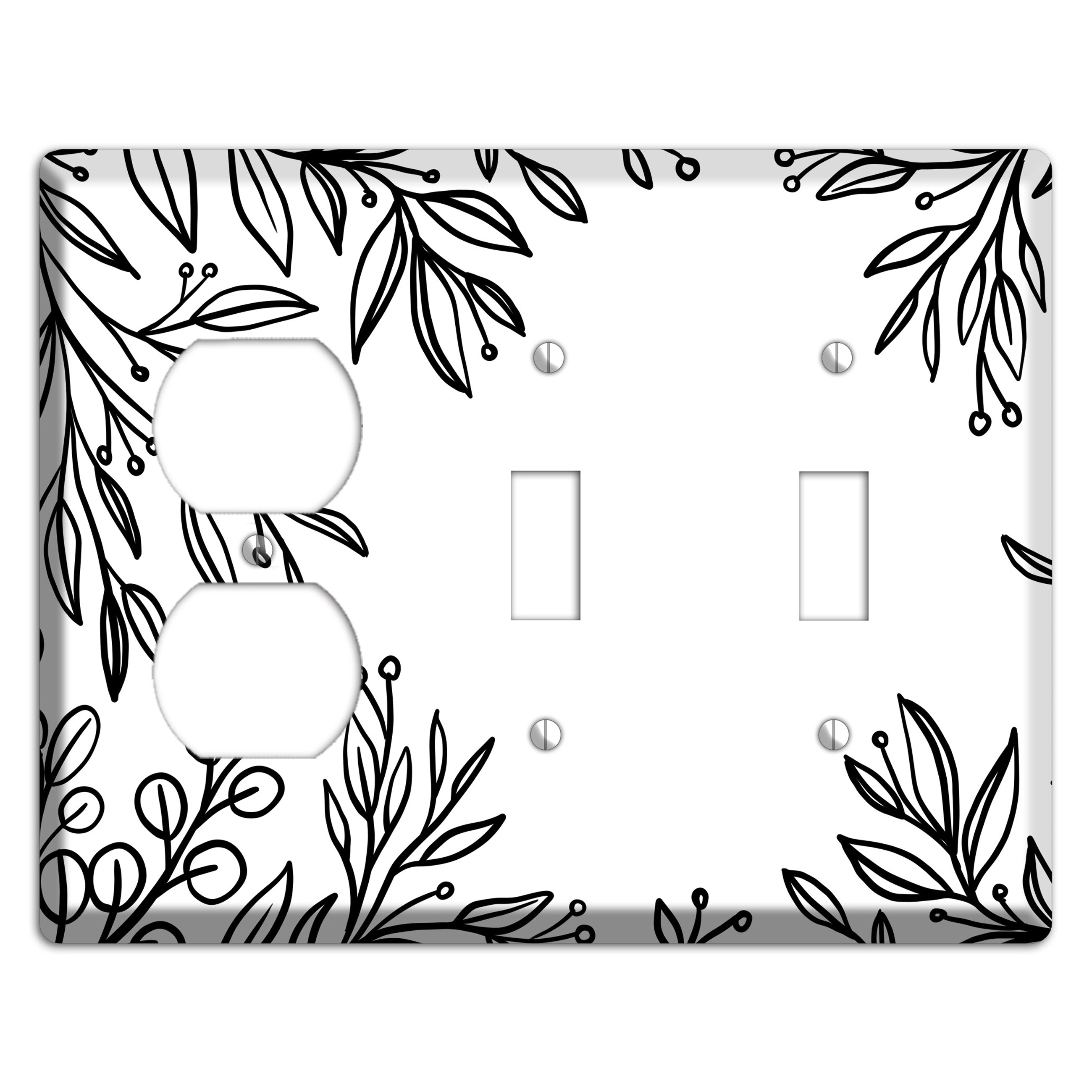 Hand-Drawn Floral 1 Duplex / 2 Toggle Wallplate