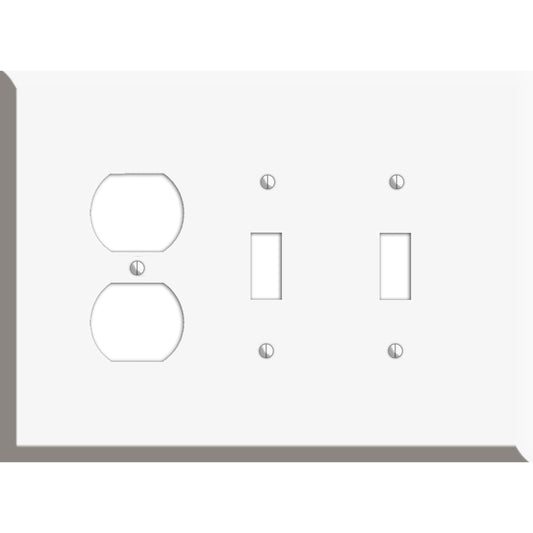 Oversized Discontinued White Metal Duplex / 2 Toggle Wallplate
