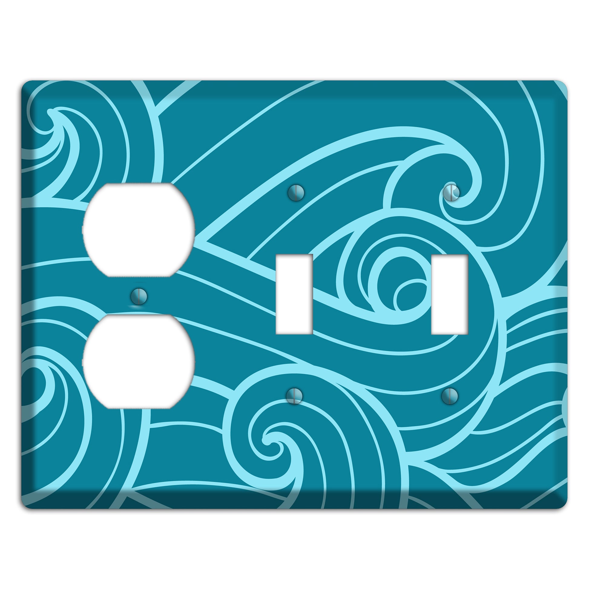 Abstract Curl Turquois Duplex / 2 Toggle Wallplate