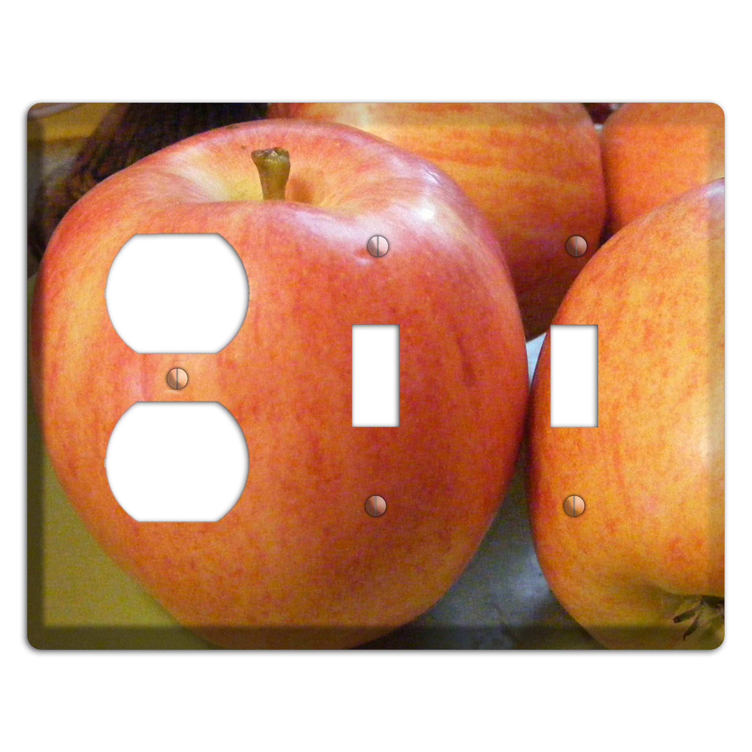 Large Apple Duplex / 2 Toggle Wallplate