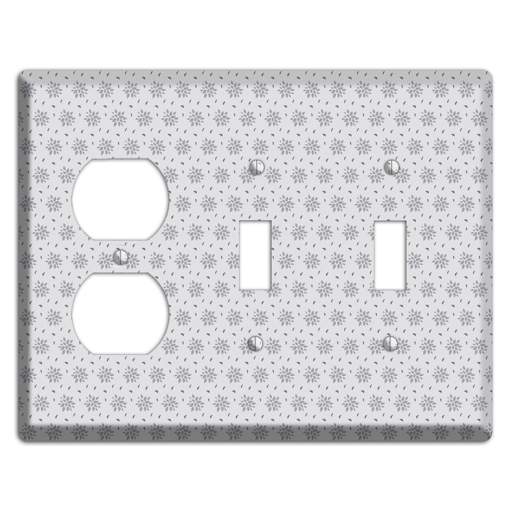 Multi Grey Calico Duplex / 2 Toggle Wallplate