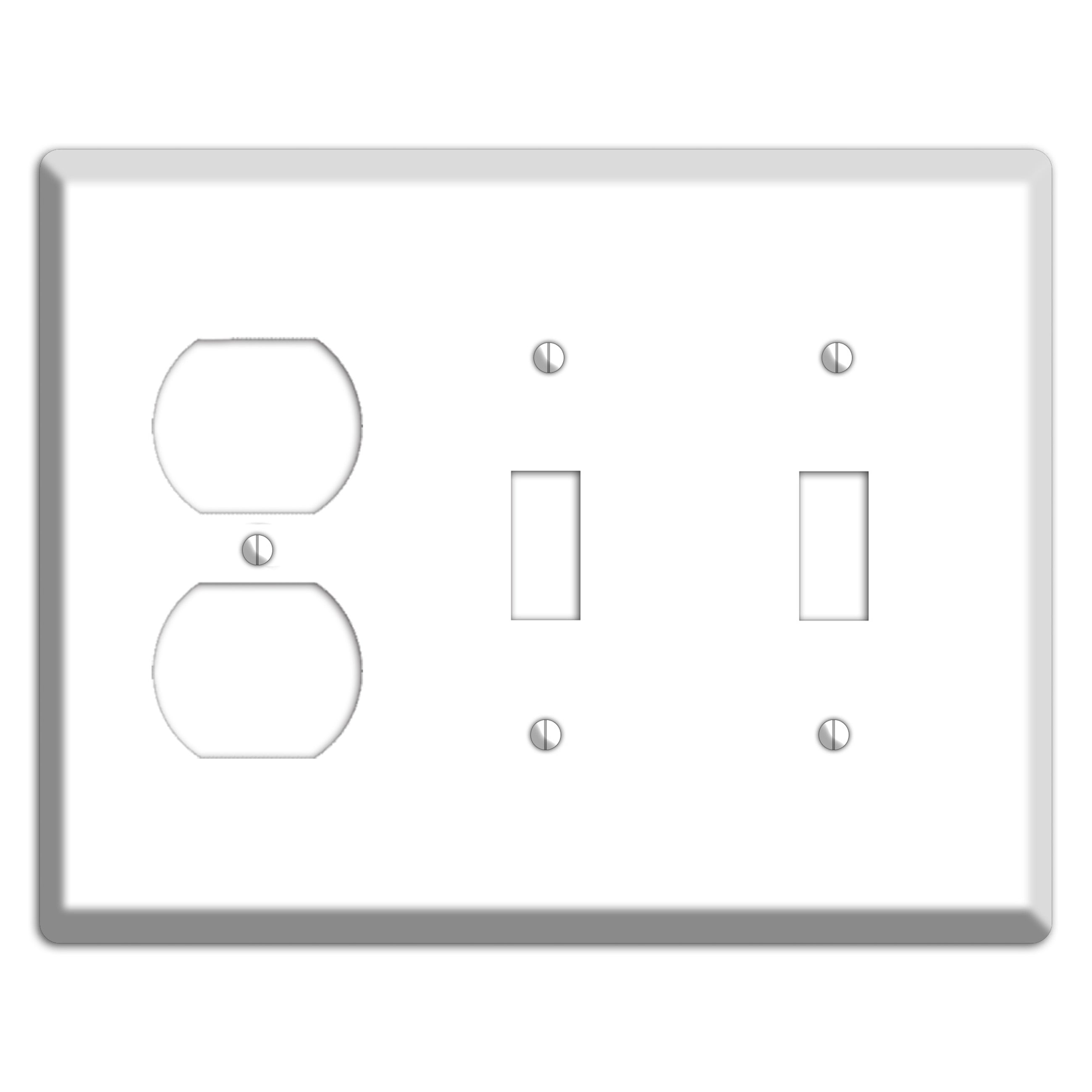 White Metal Duplex / 2 Toggle Wallplate