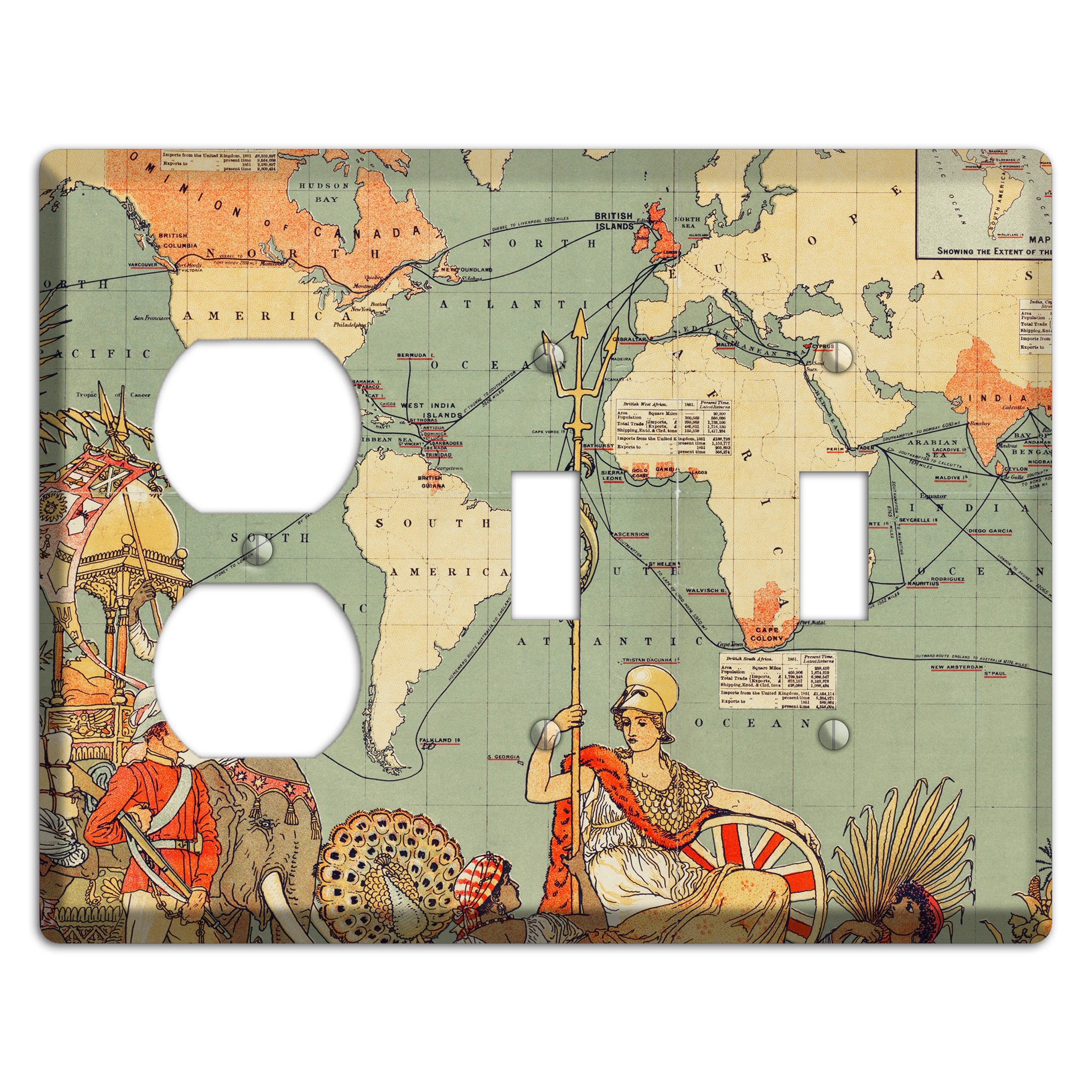 Map of Americas Duplex / 2 Toggle Wallplate