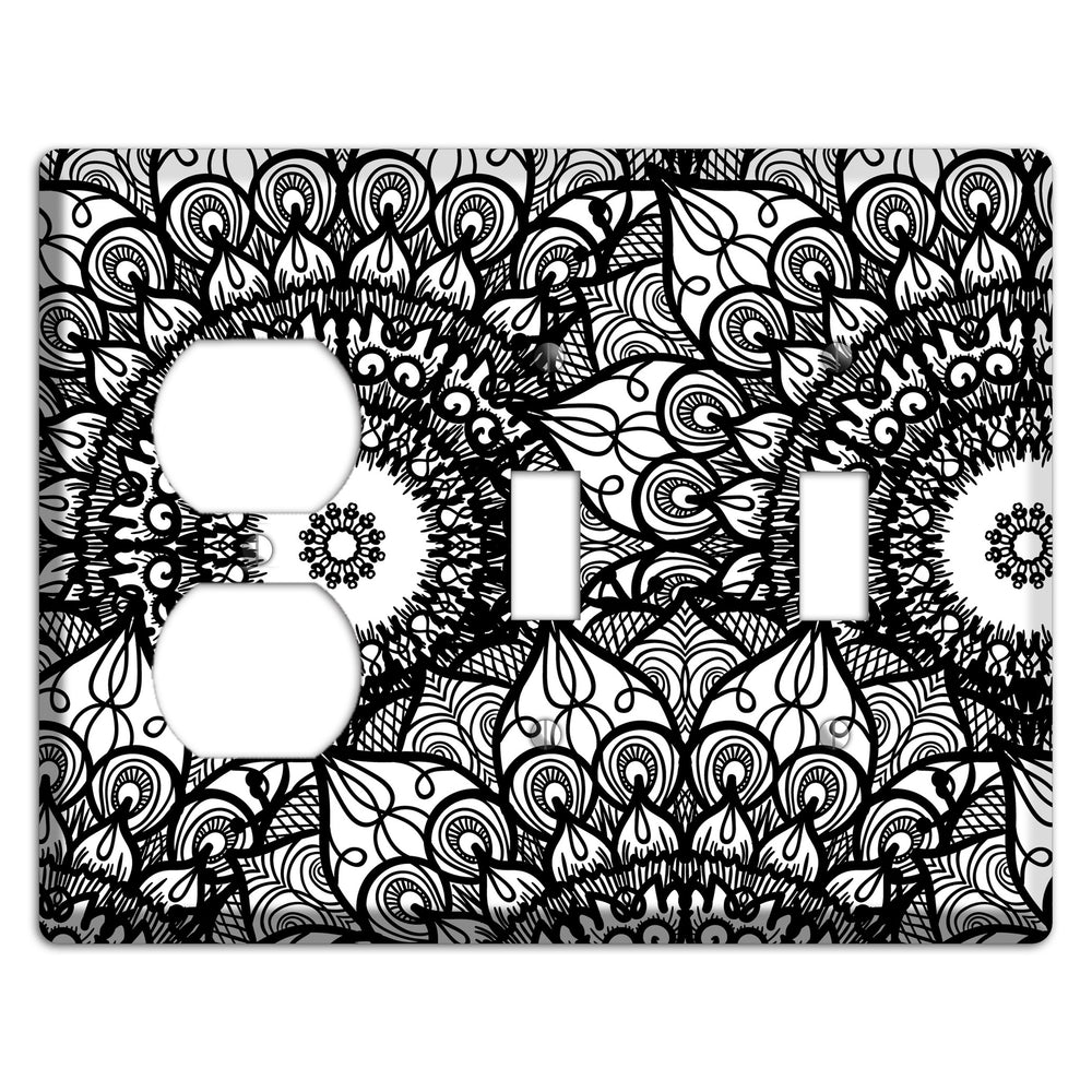 Mandala Black and White Style V Cover Plates Duplex / 2 Toggle Wallplate