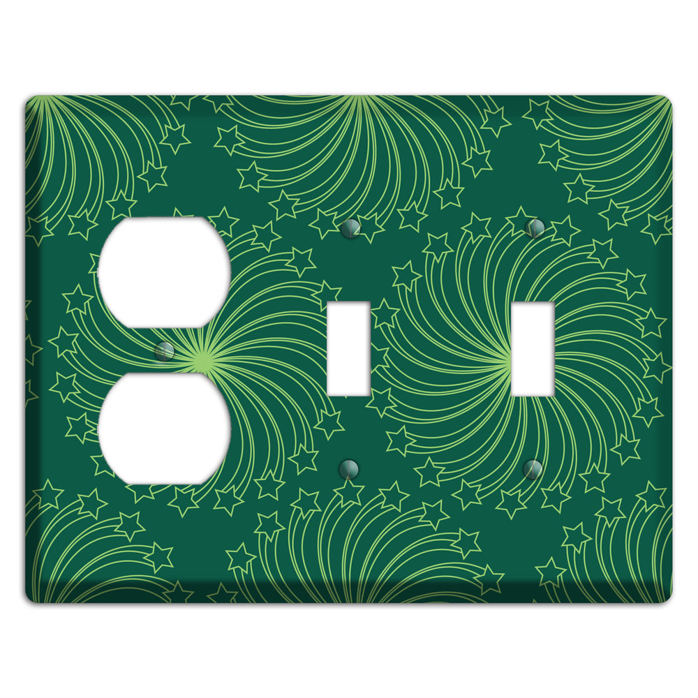 Multi Green Star Swirl Duplex / 2 Toggle Wallplate